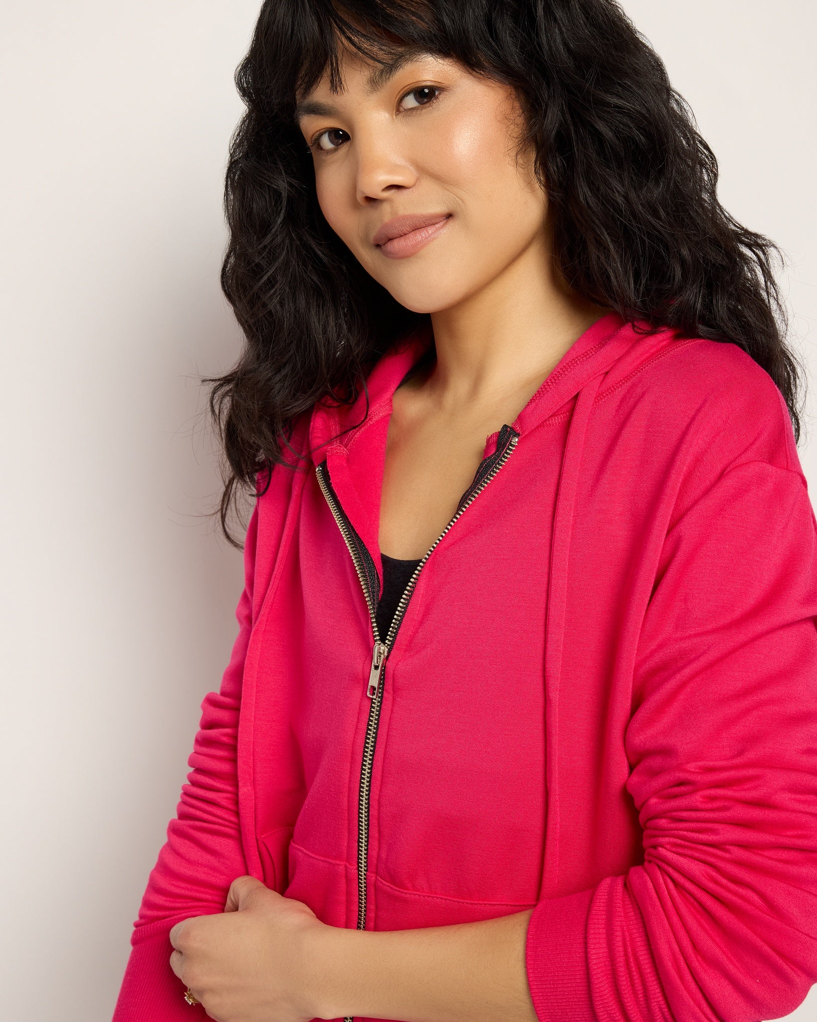 Magenta $|& Interval Flex Fleece Zip Hoodie - SOF Full Front