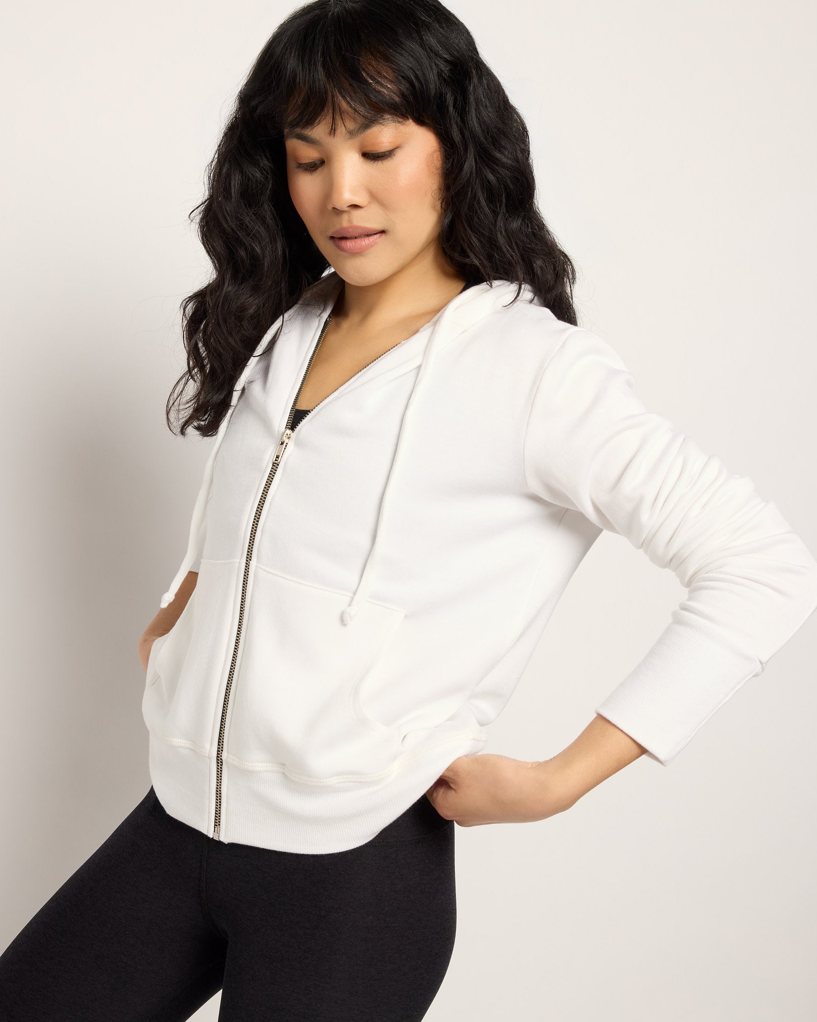 White $|& Interval Flex Fleece Zip Hoodie - SOF Front