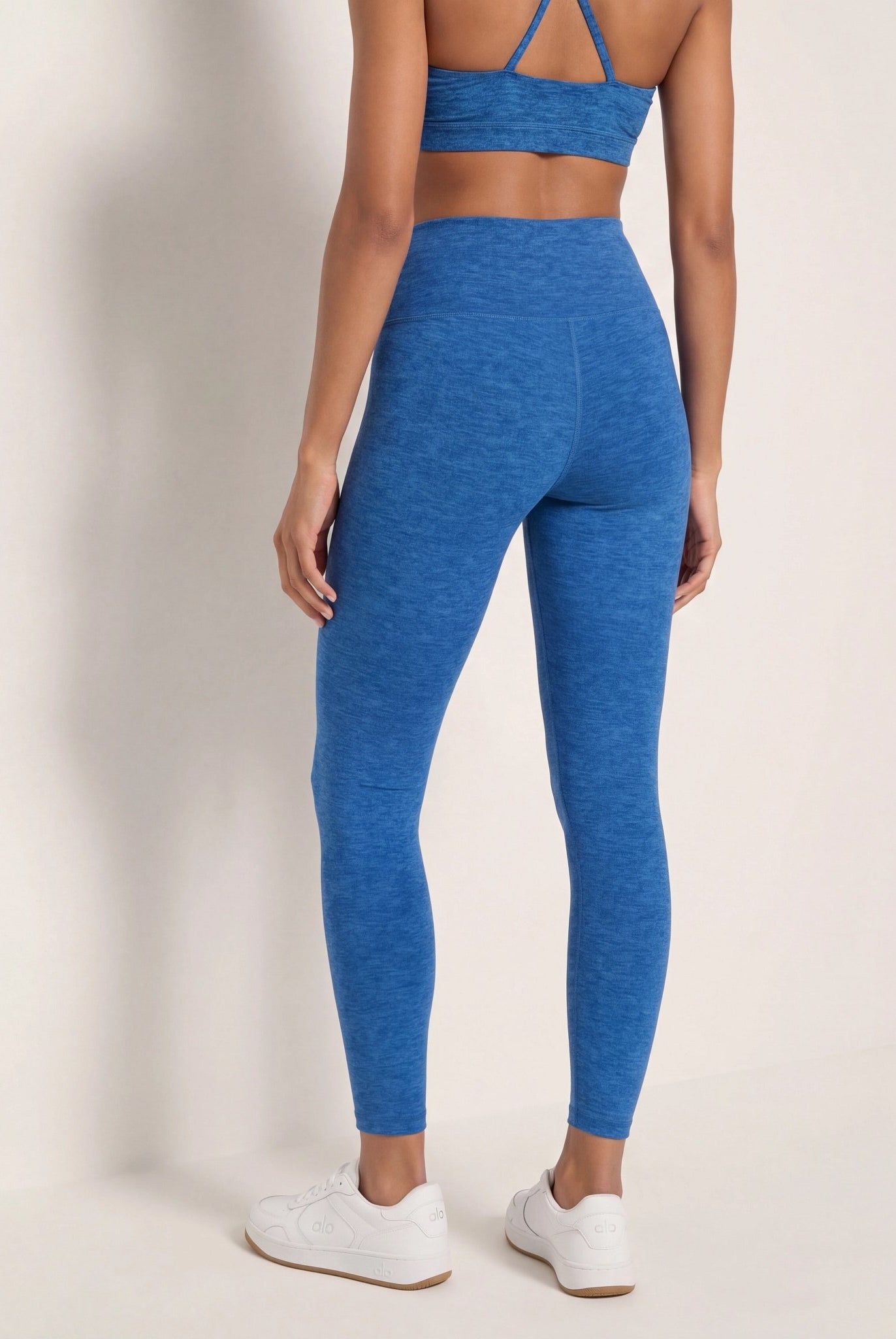 Electric Cobalt Heather $|& Interval FlowHeather Sculpt Crossover Leggings - SOF Back