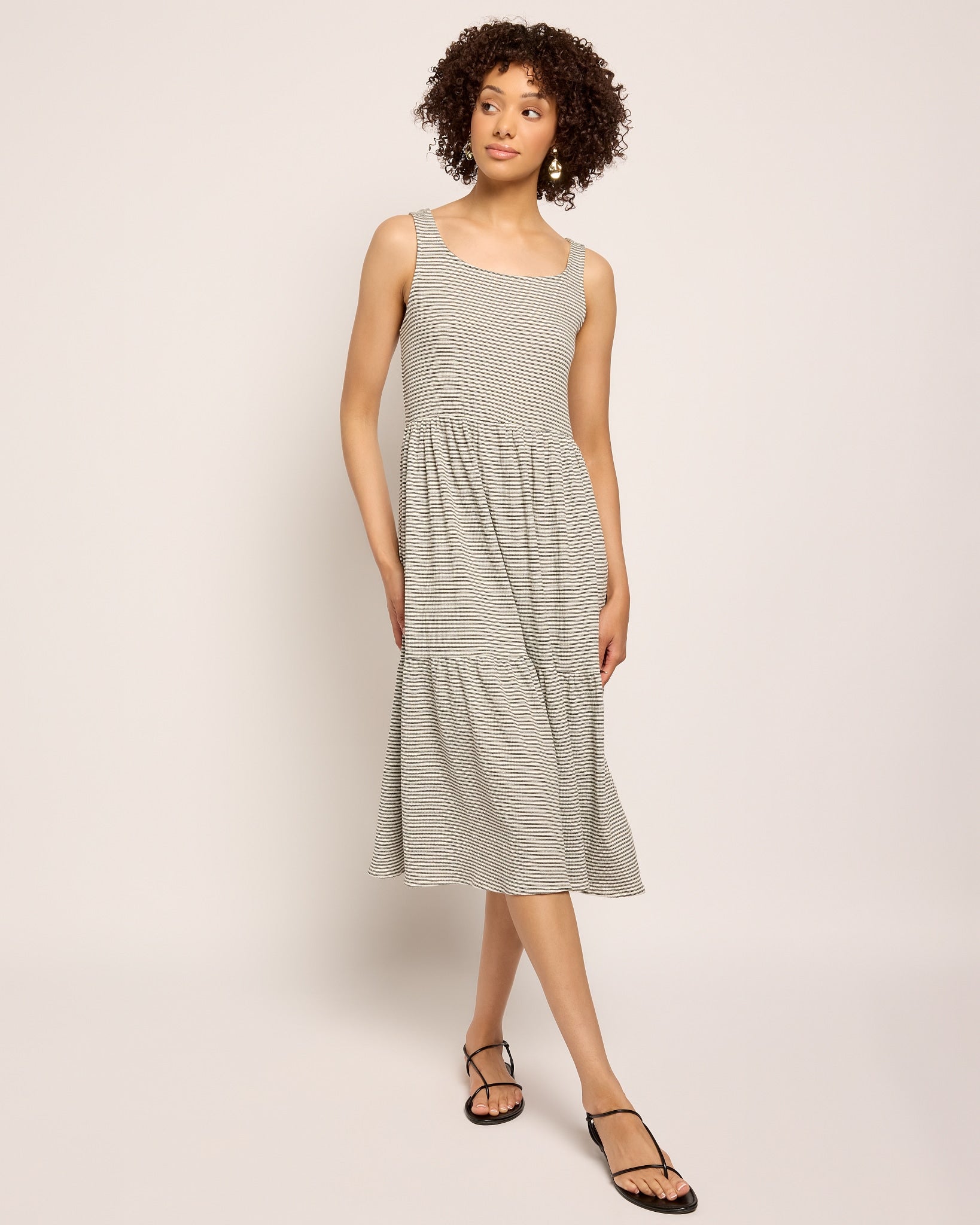 Ivory/Black $|& SEAS Surf Tiered Dress - SOF Front