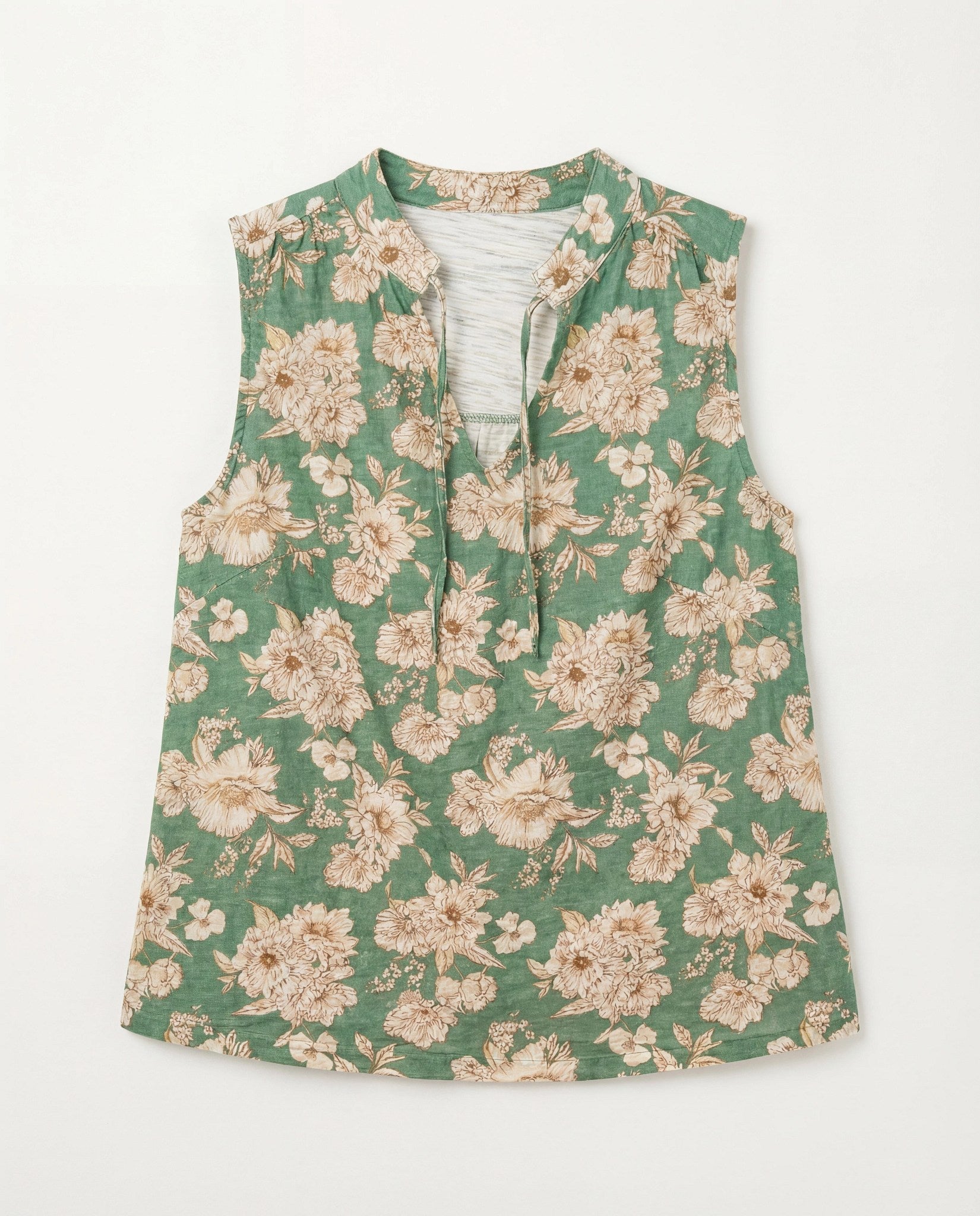 Kalamata $|& SEAS Ollie Printed V-Neck Sleeveless Top - Hanger Detail