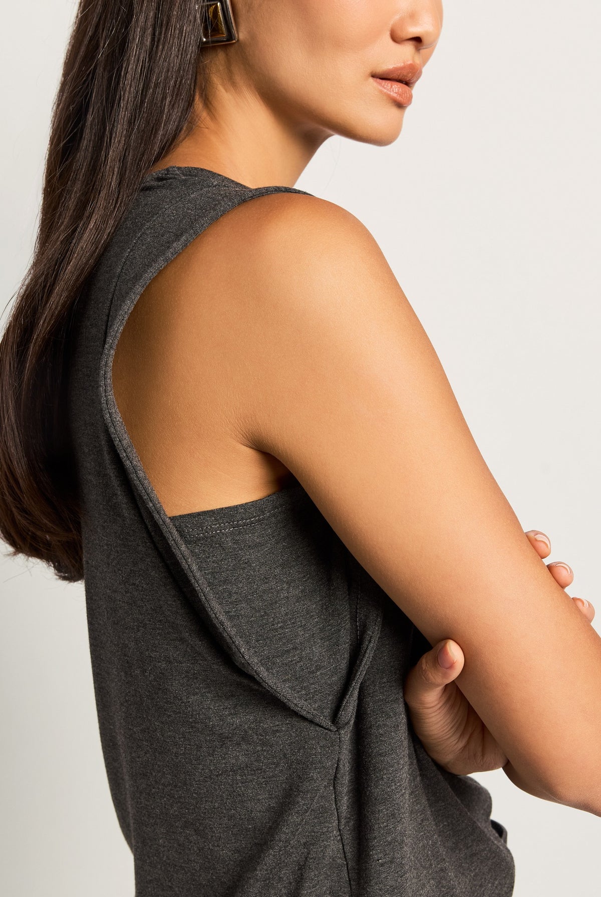 Charcoal Heather $|& SEAS Libre V-Neck Tank - SOF Full Front