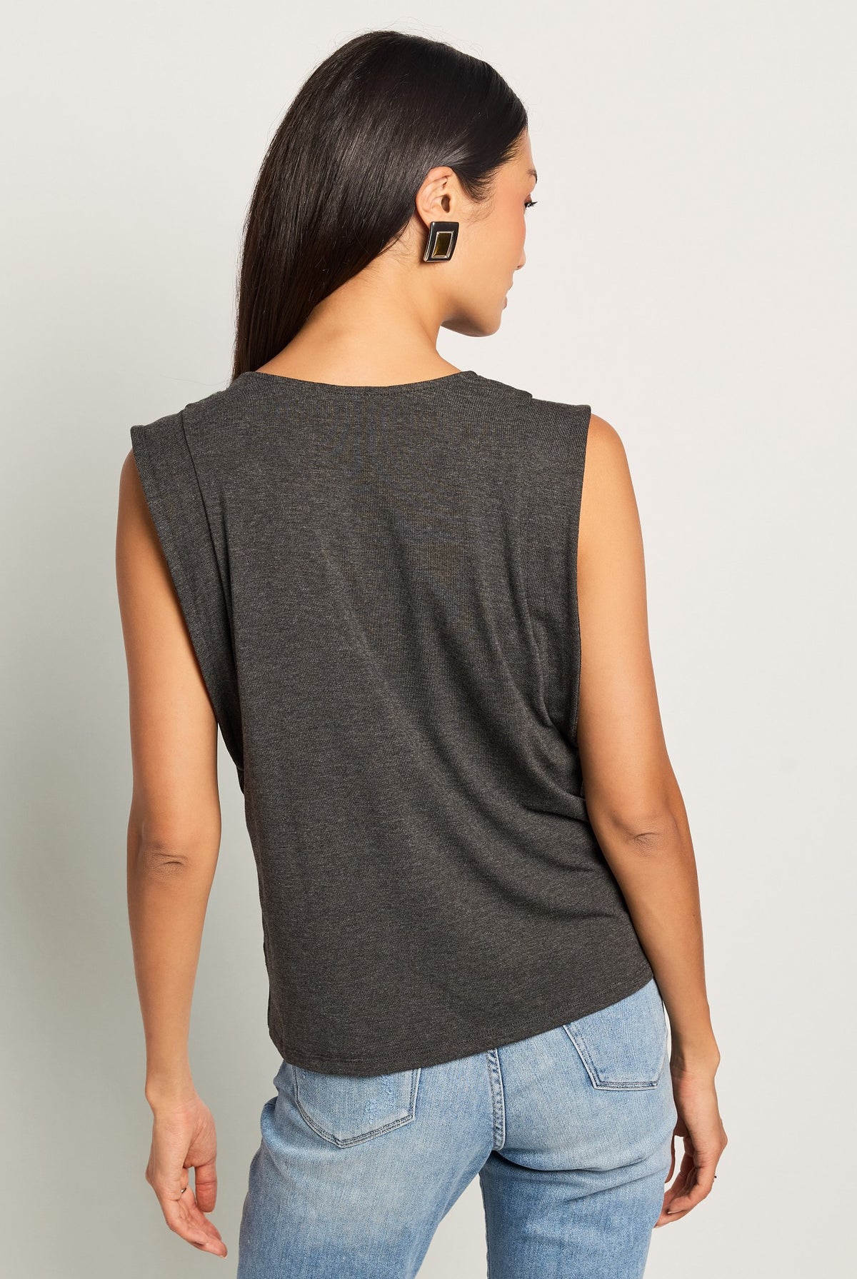 Charcoal Heather $|& SEAS Libre V-Neck Tank - SOF Back