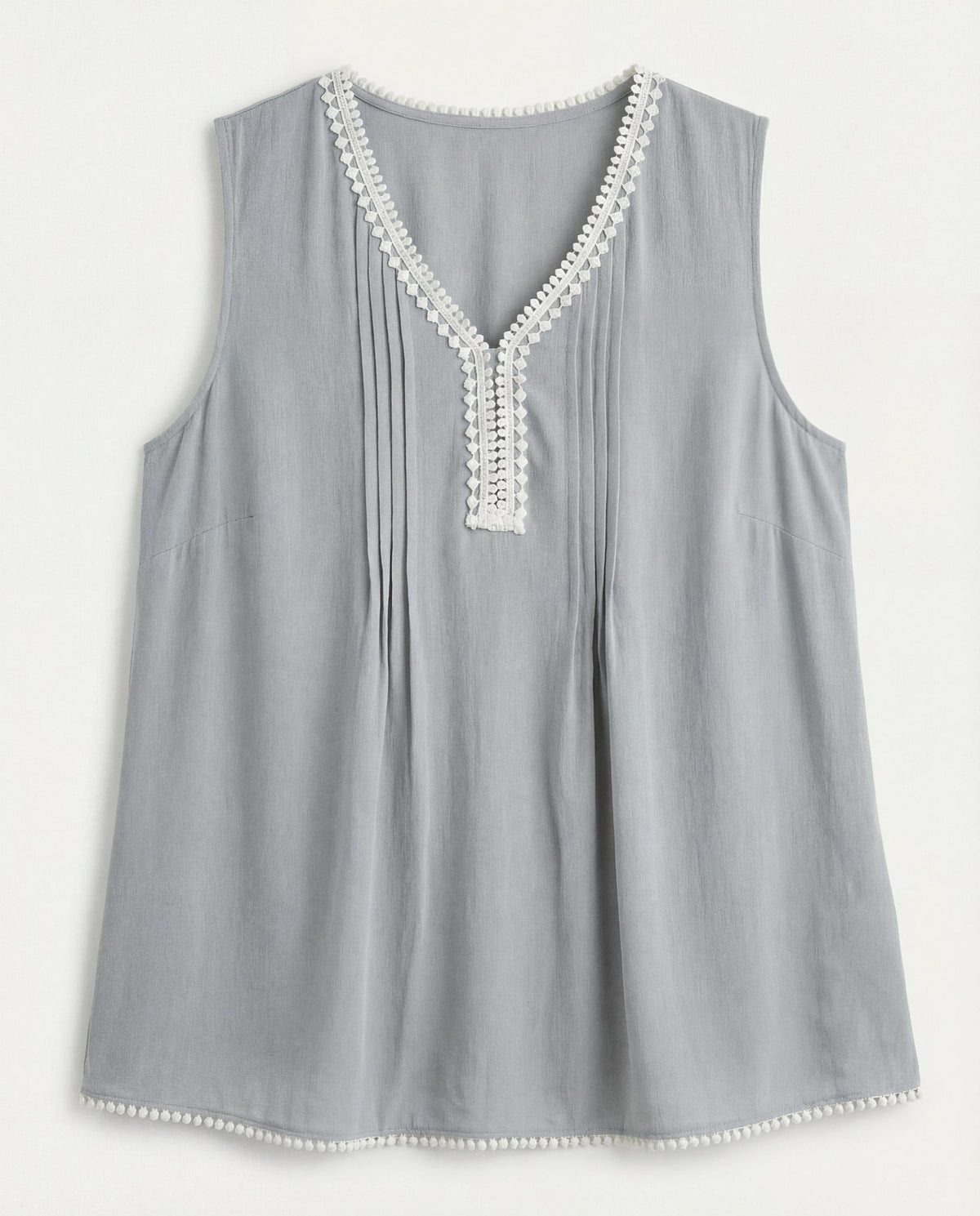 Dark Icy-Grey $|& Skies Are Blue Solid Trim Detail Blouse - VOF Detail