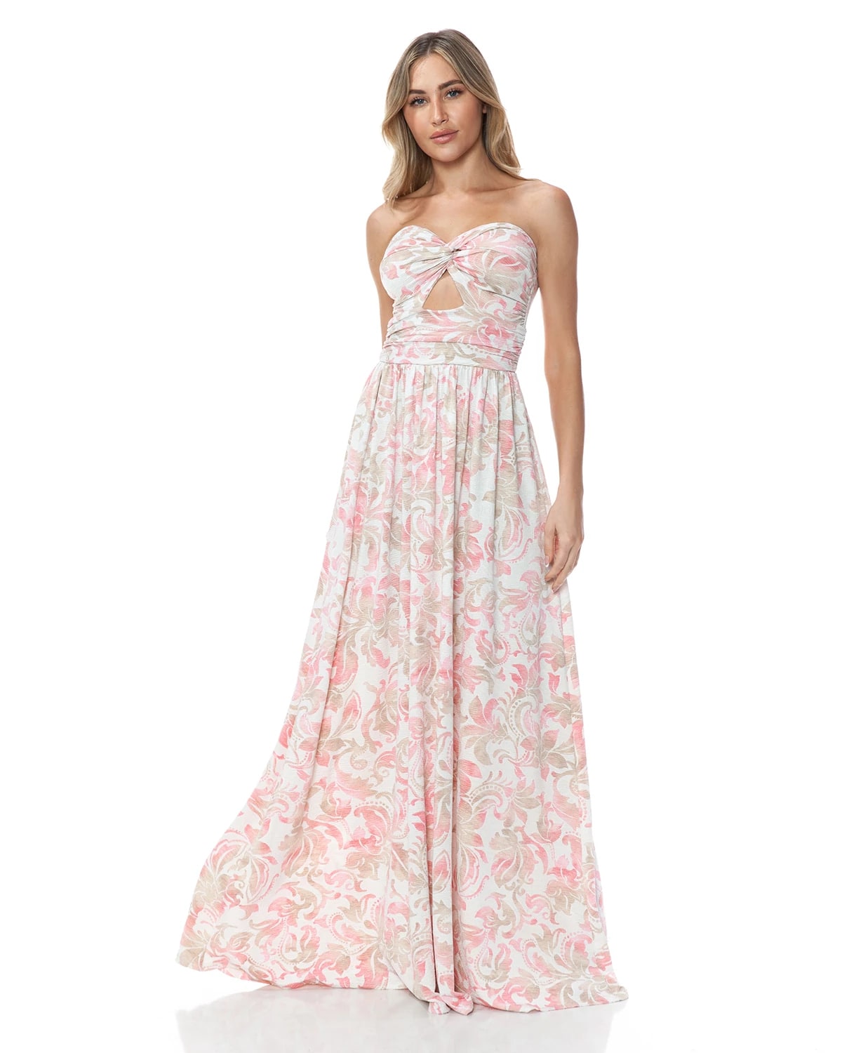 Ivory Multi $|& Brooklyn Isles Printed Twist Detail Keyhole Maxi Dress - VOF Detail