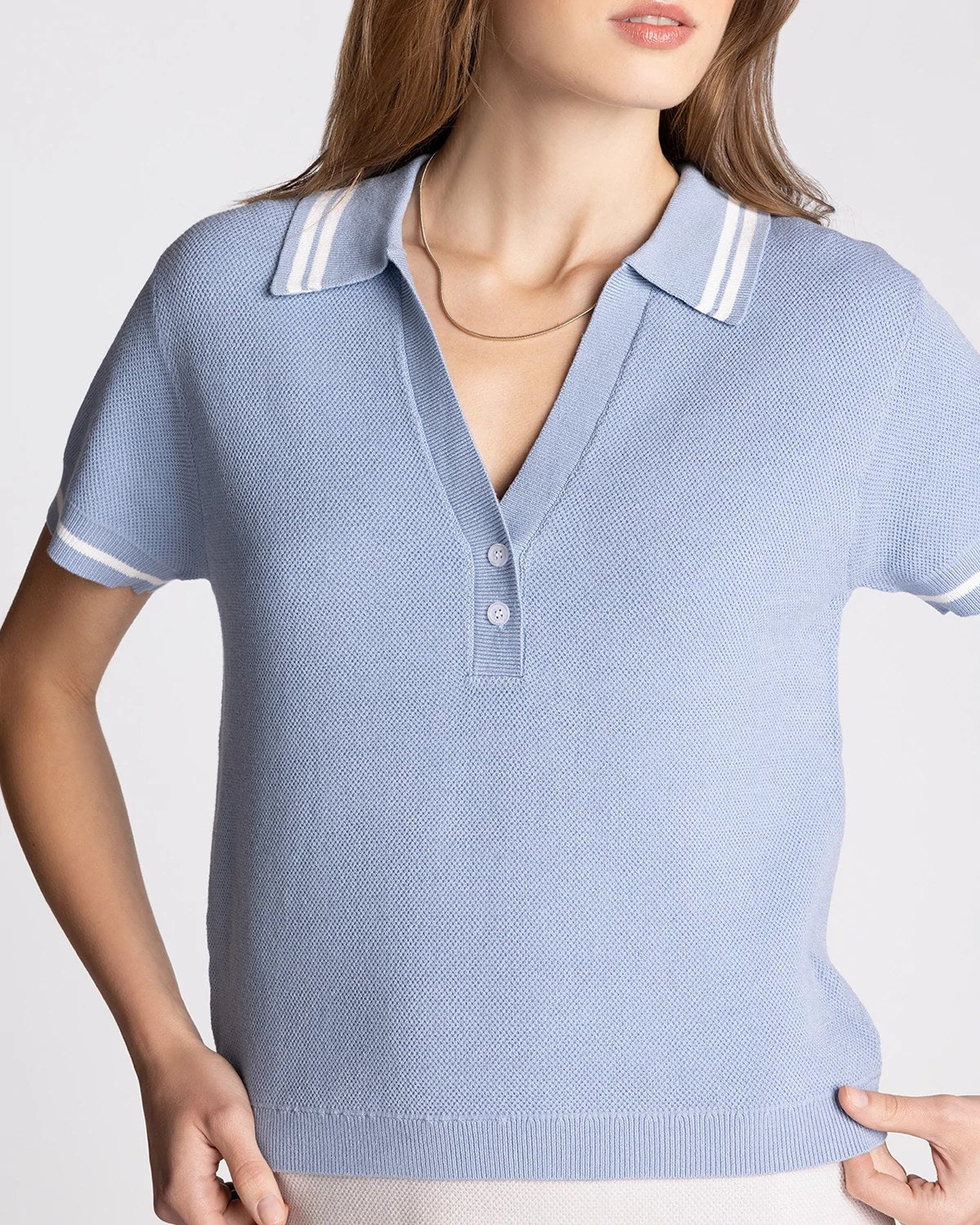 Chambray Blue $|& Thread & Supply Freefall Top - VOF Detail