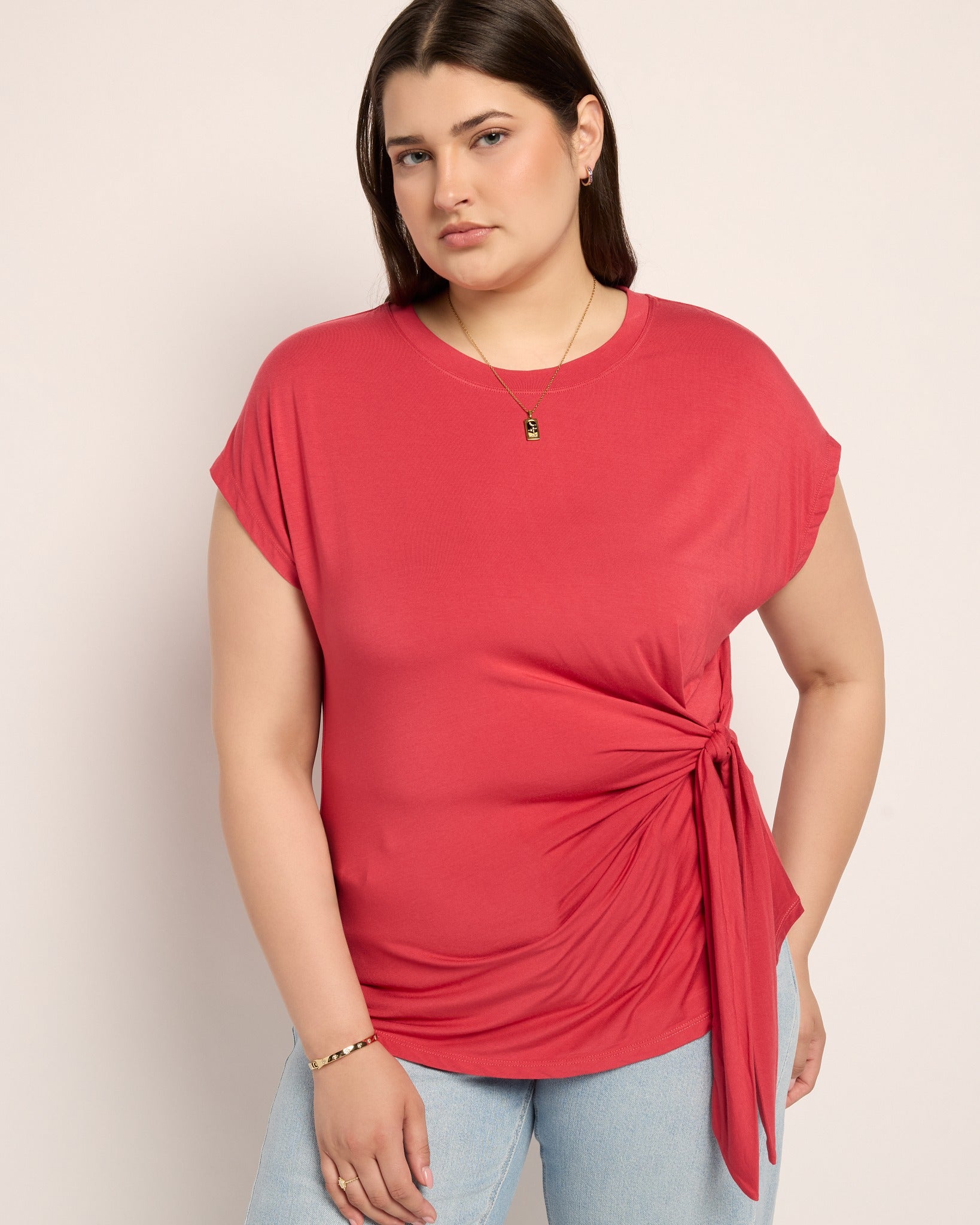 Soft Rose $|& SEAS Tidal Tied Waist Tee - SOF Front