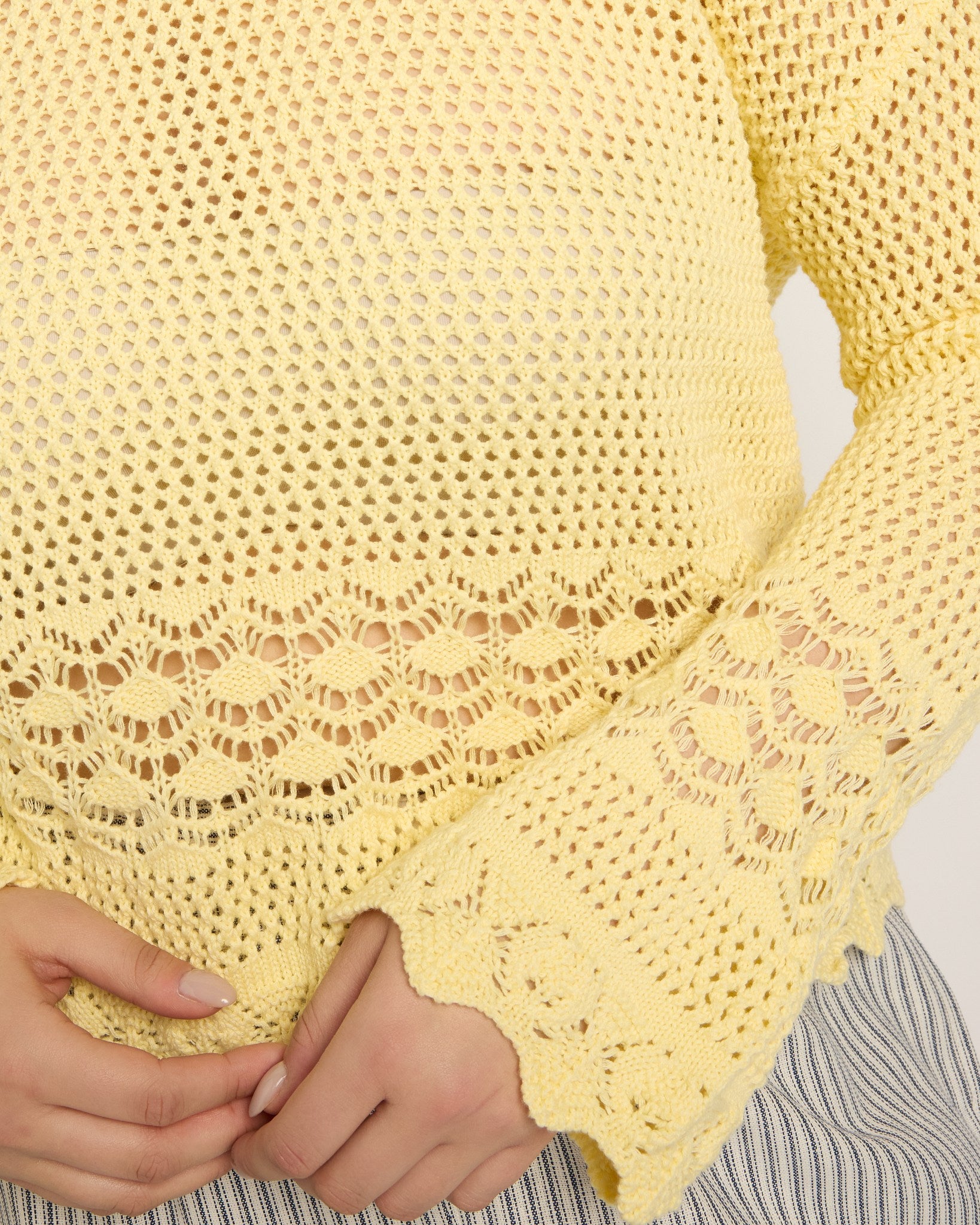 Butter $|& Cozy CO Crochet Scalloped Detail Sweater - SOF Full Front