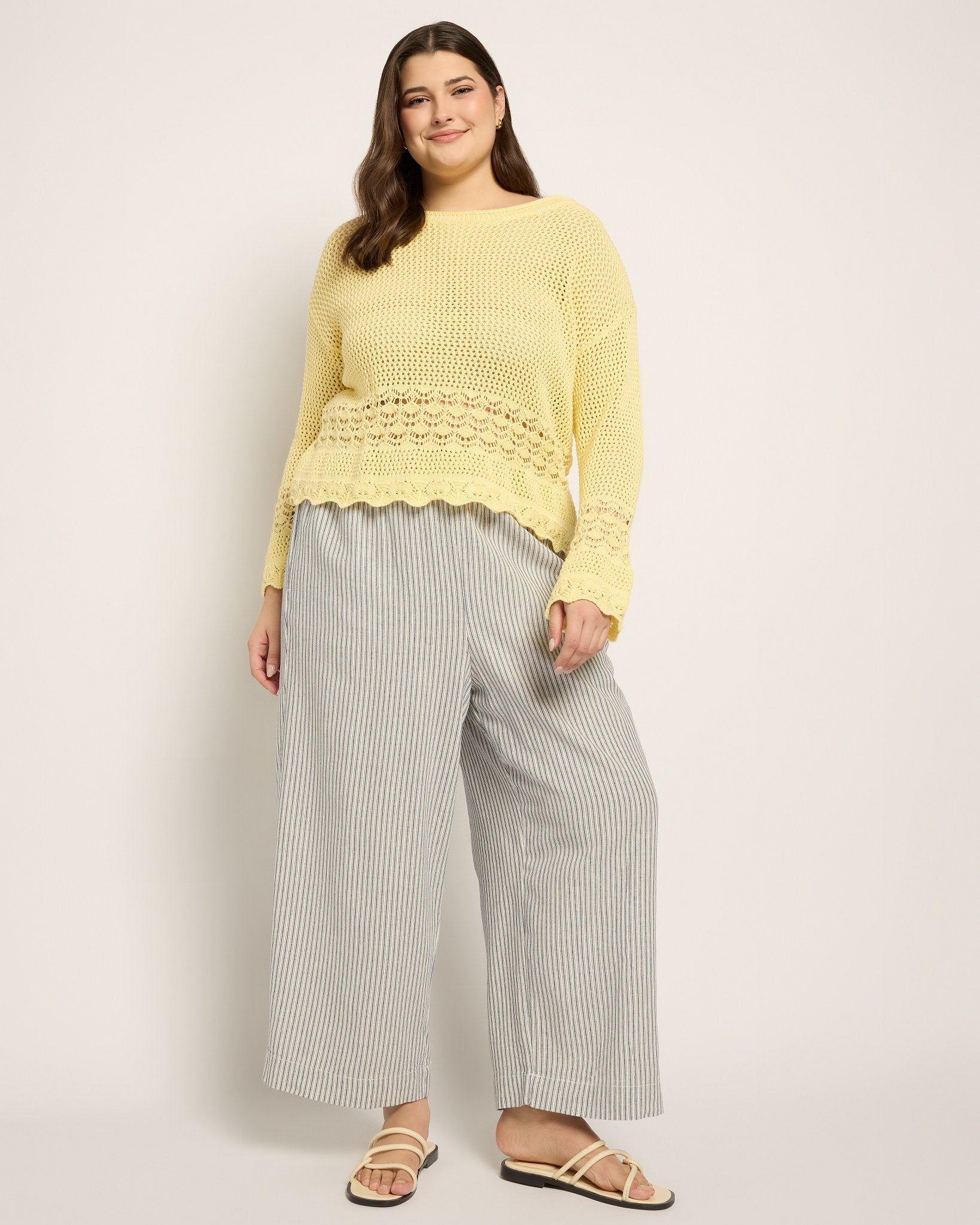 Butter $|& Cozy CO Crochet Scalloped Detail Sweater - UGC On Fig