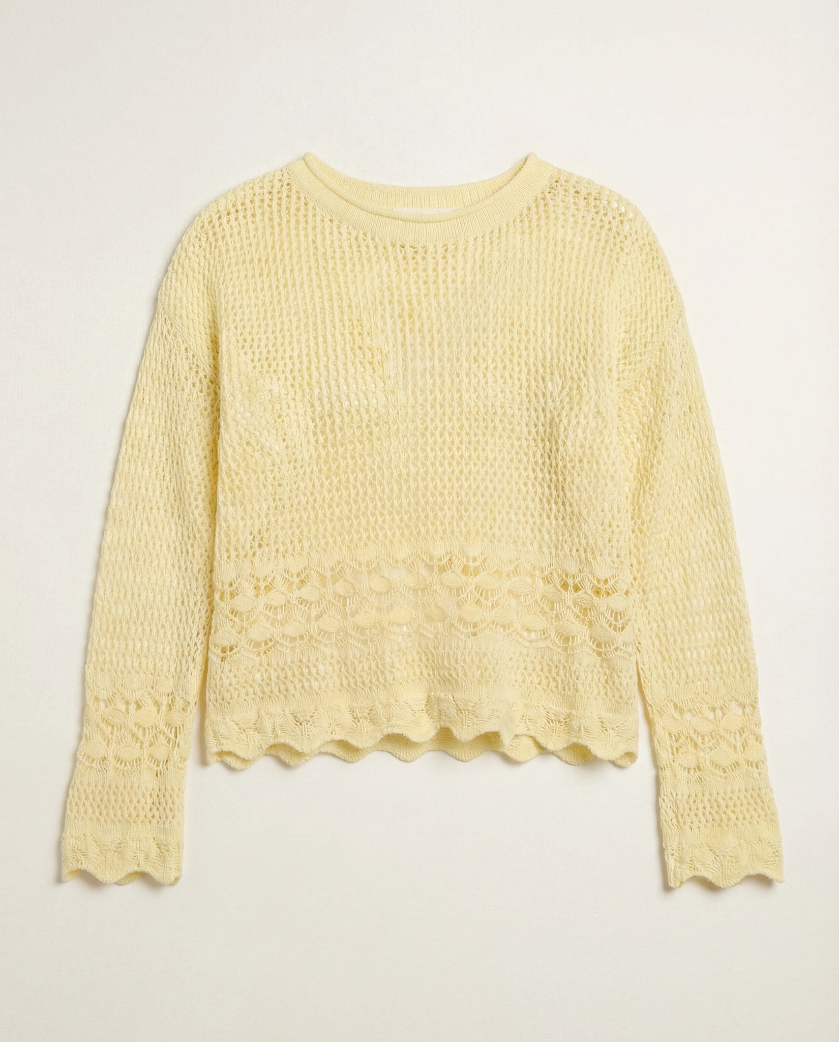 Butter $|& Cozy CO Crochet Scalloped Detail Sweater - Hanger Detail