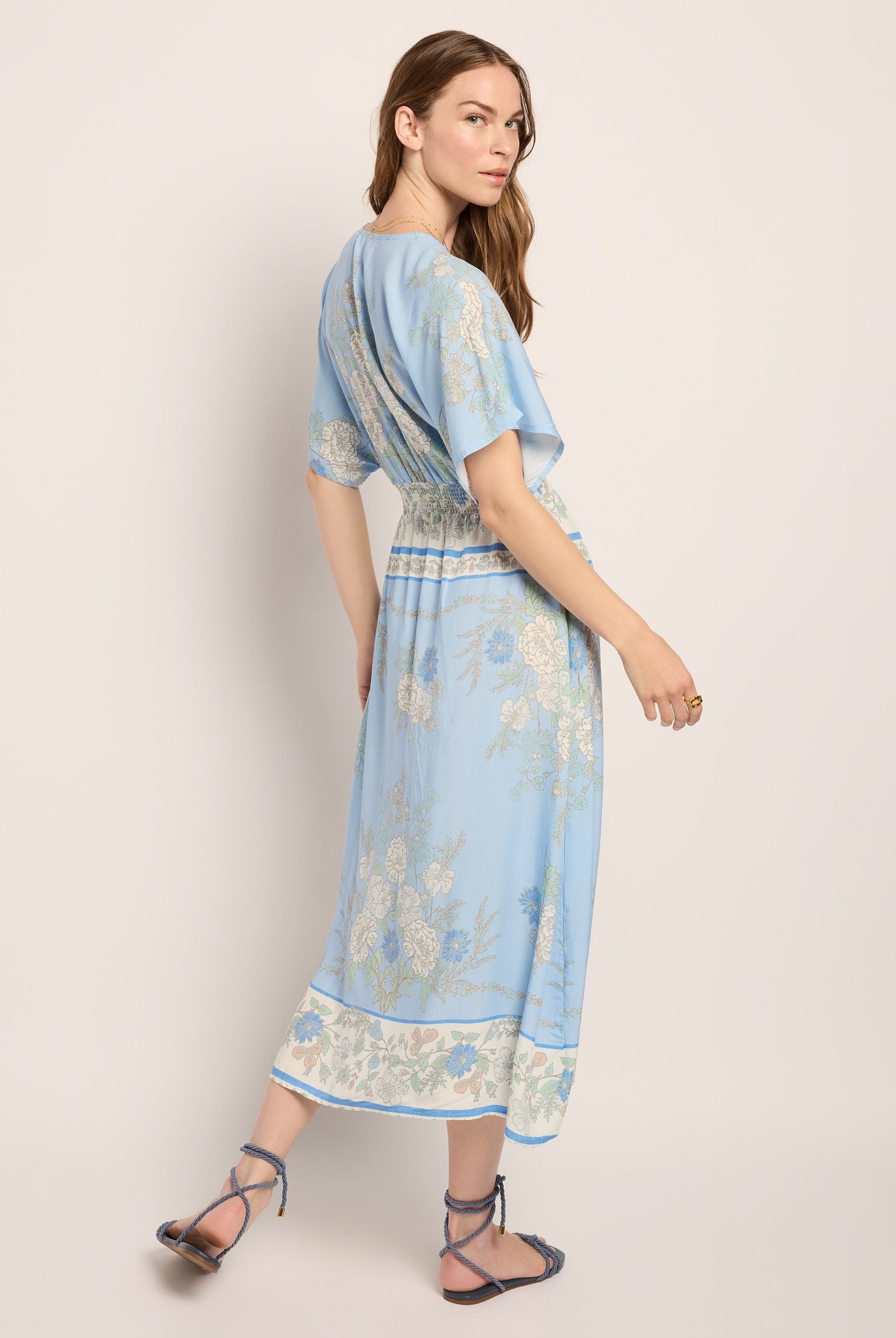 French Blue $|& SEAS Topanga Printed Midi Dress - SOF Back
