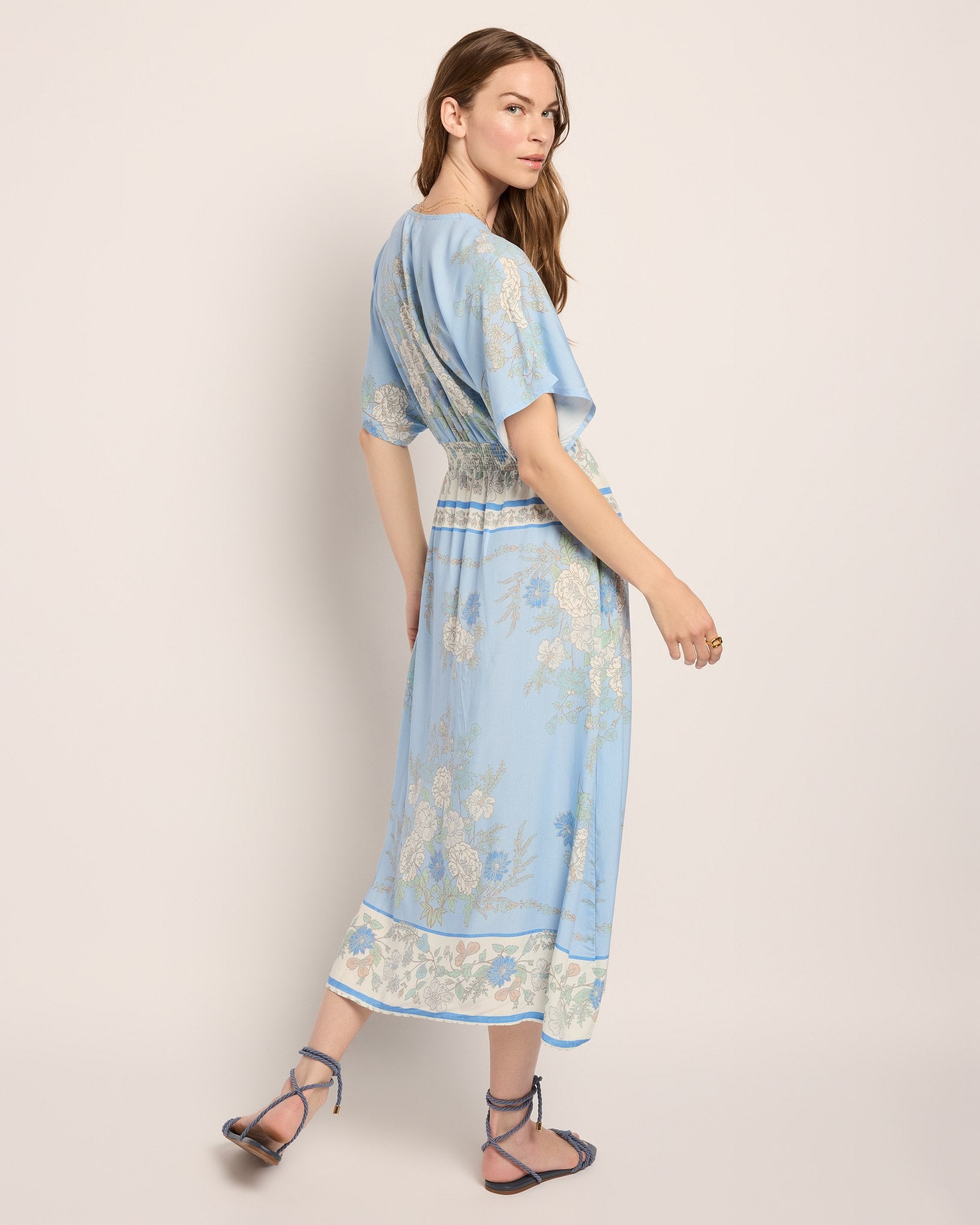 French Blue $|& SEAS Topanga Printed Midi Dress - SOF Back