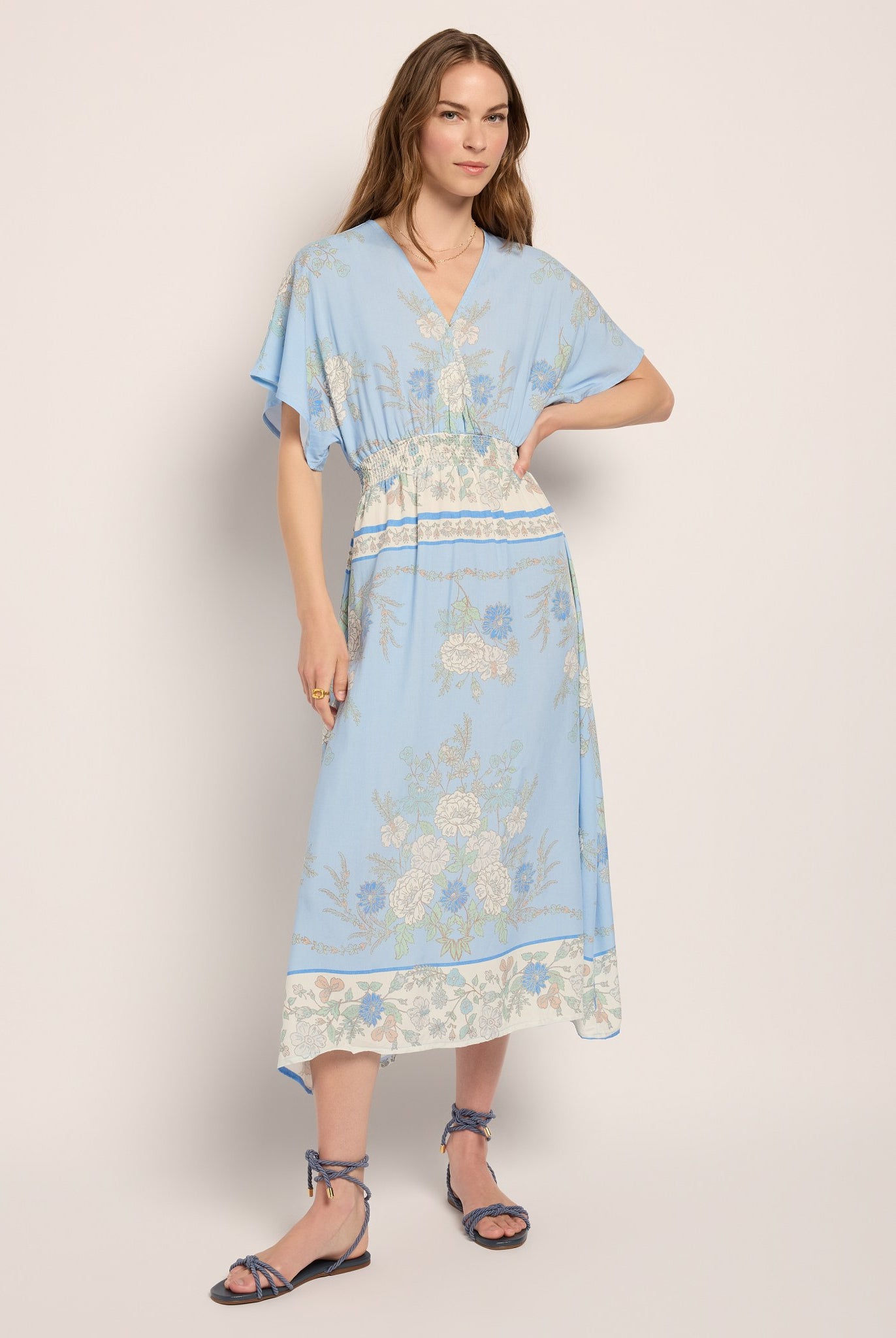 French Blue $|& SEAS Topanga Printed Midi Dress - UGC On Fig