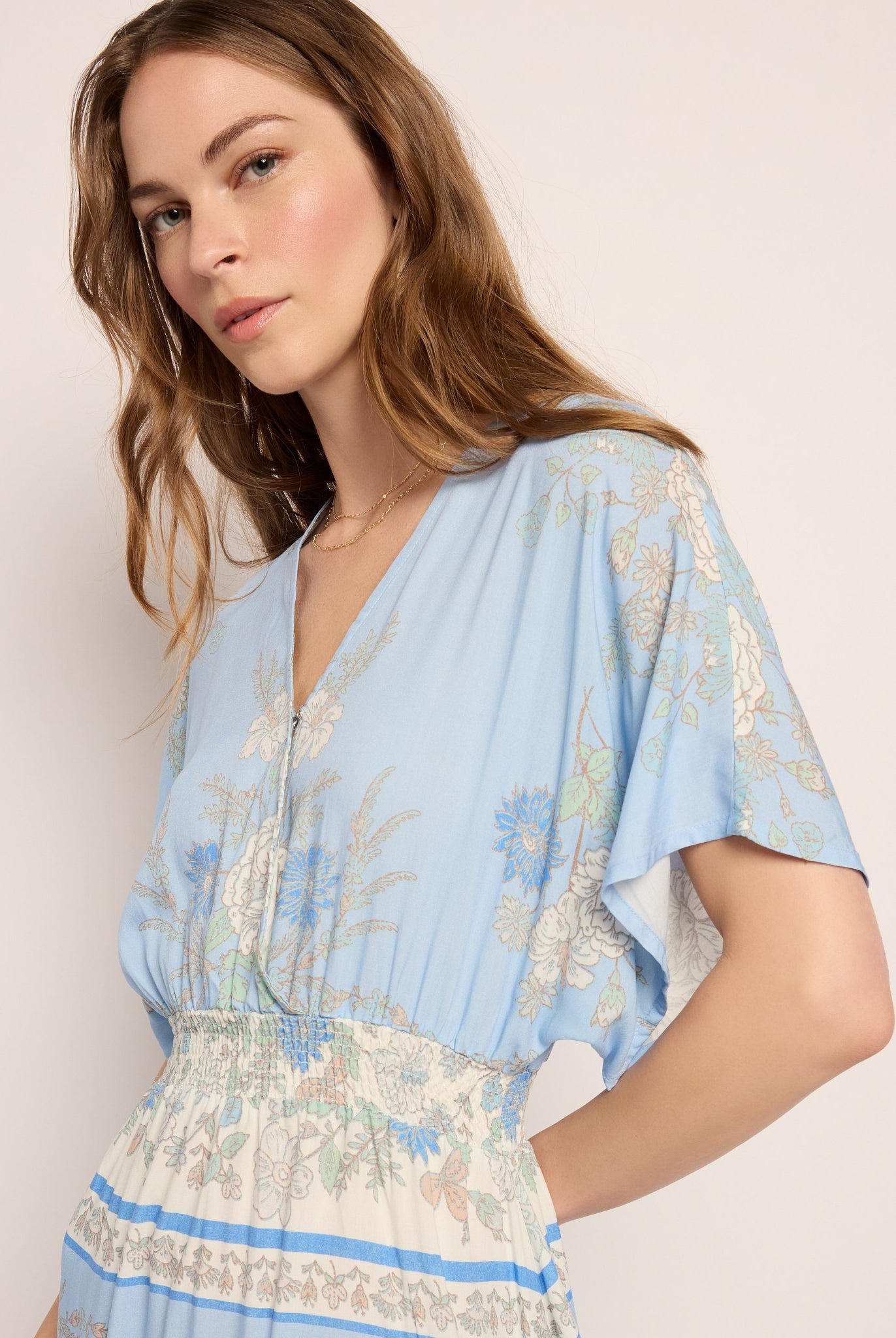 French Blue $|& SEAS Topanga Printed Midi Dress - VOF Front