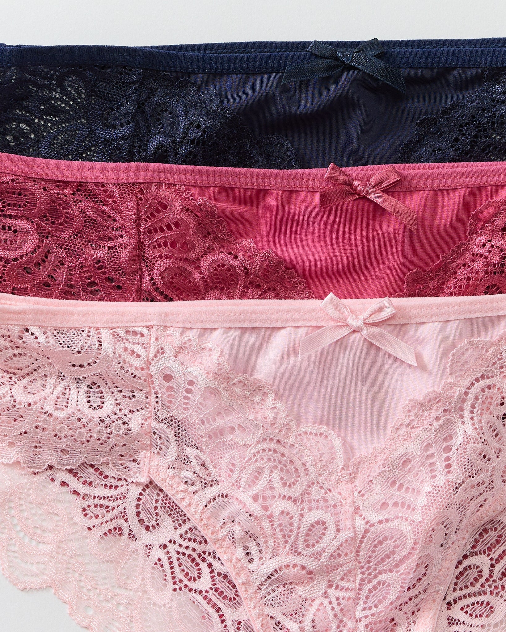 Peach/Raspberry/Navy Blue $|& Be Wicked Tracy Brief 3 Pack - SOF Front