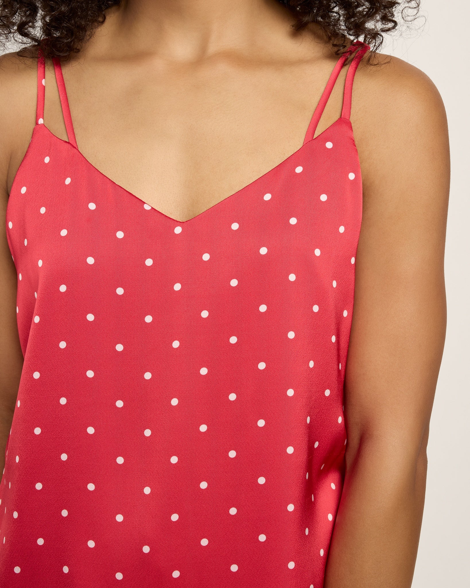 Red White $|& Skies Are Blue Double Strap Polka Dot Cami - SOF Full Front