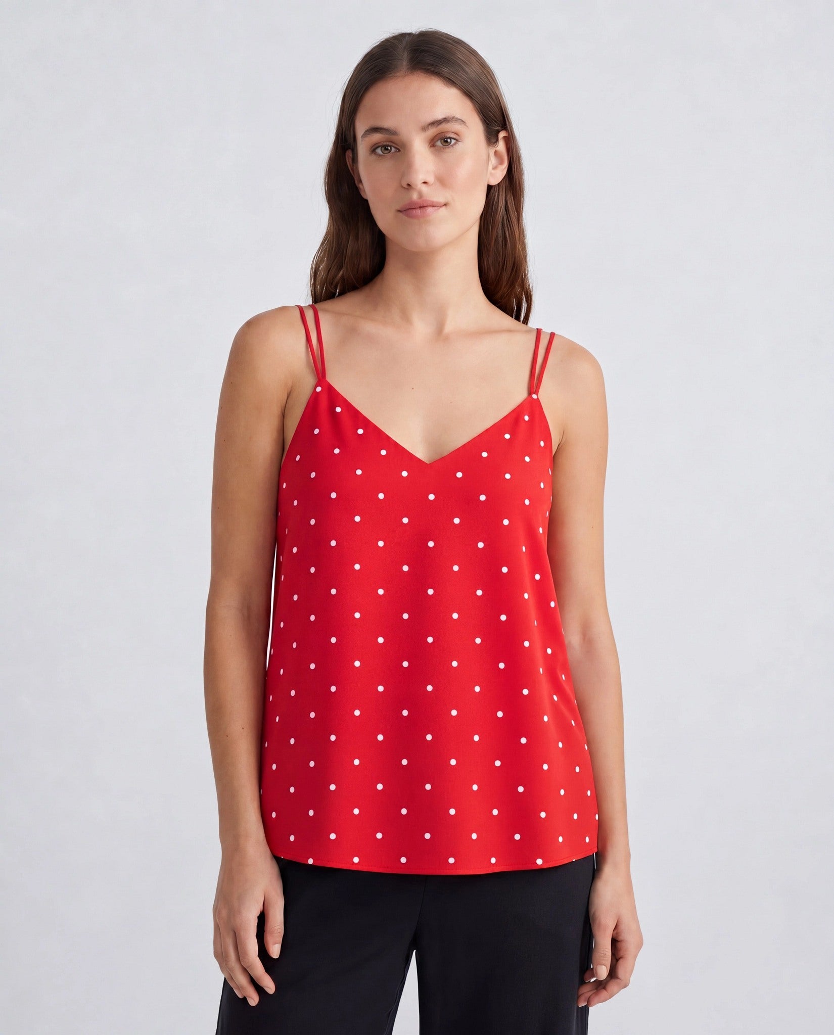 Red White $|& Skies Are Blue Double Strap Polka Dot Cami - SOF Front