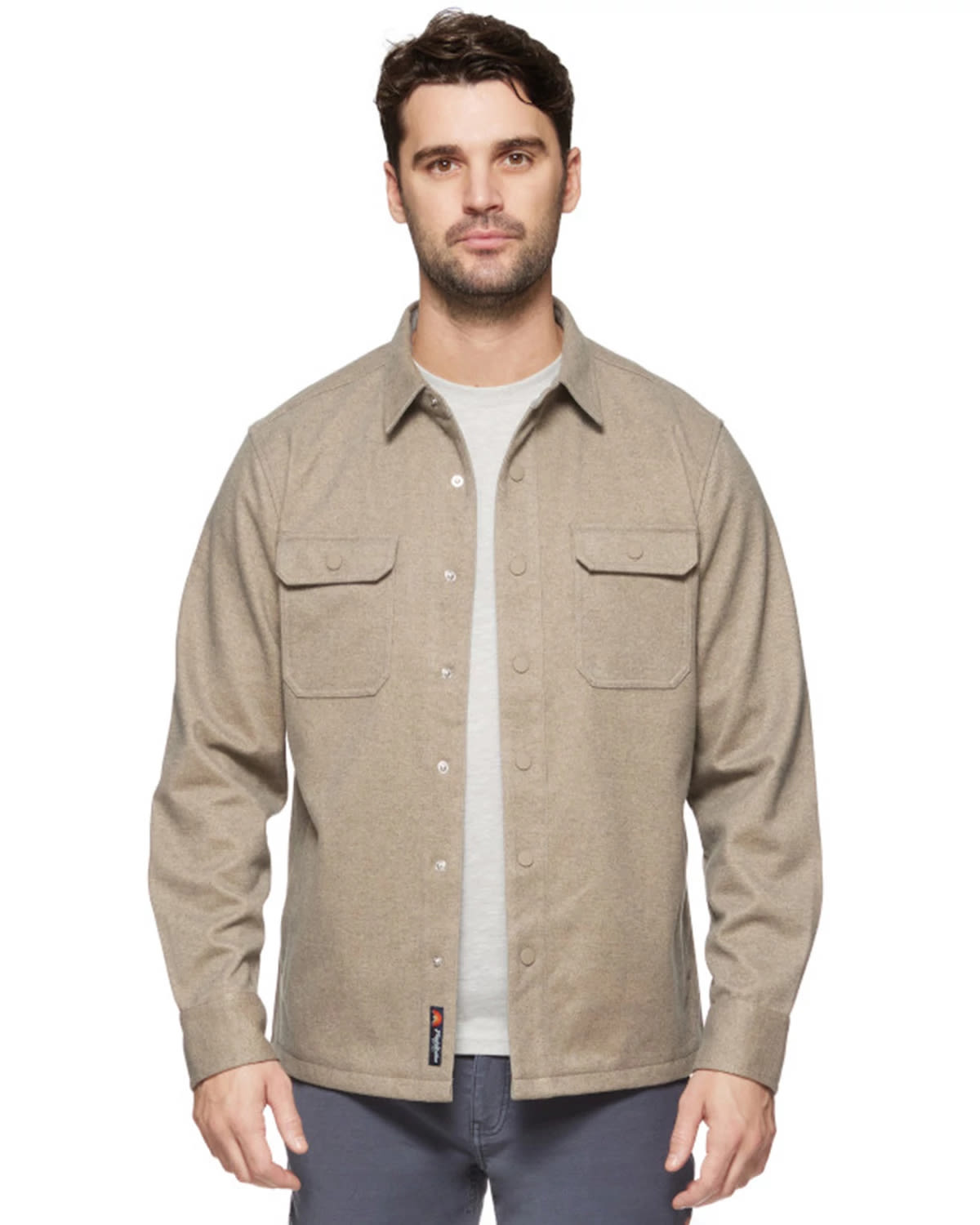 Oatmeal $|& Flag & Anthem Hamlin Stretch Twill Shirt Jacket - VOF Detail