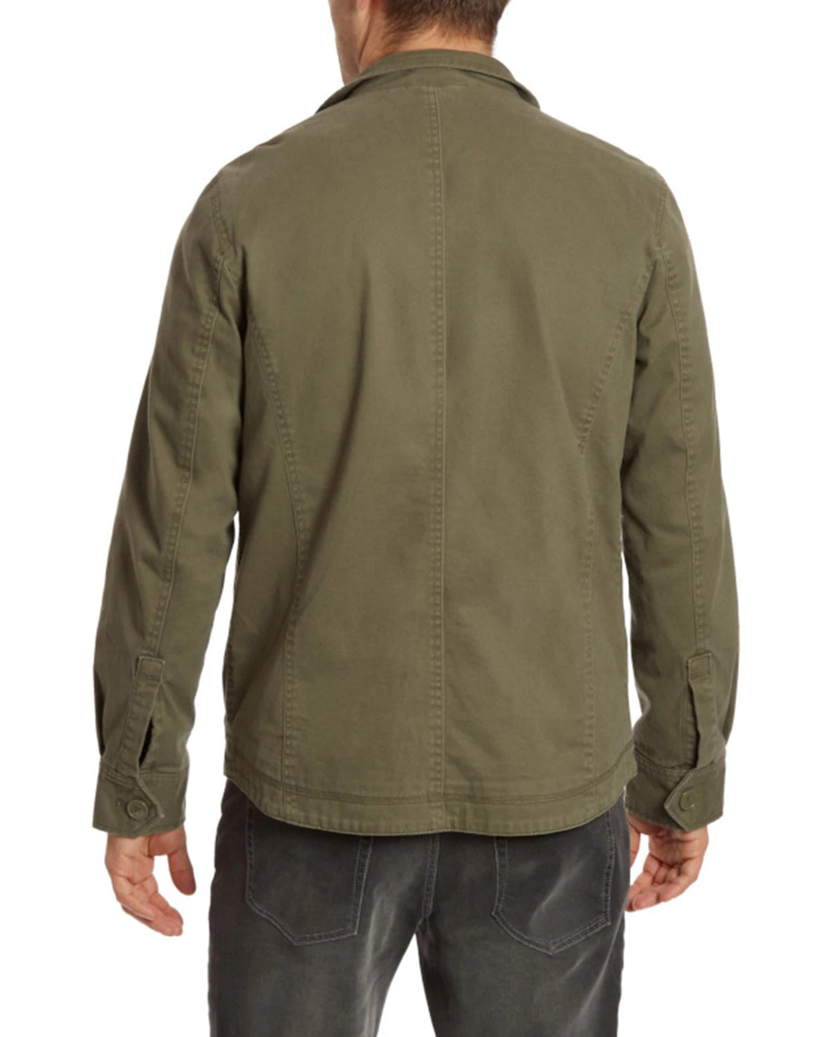 Olive $|& Flag & Anthem Jetson Garment Dyed Twill Jacket - Hanger Side