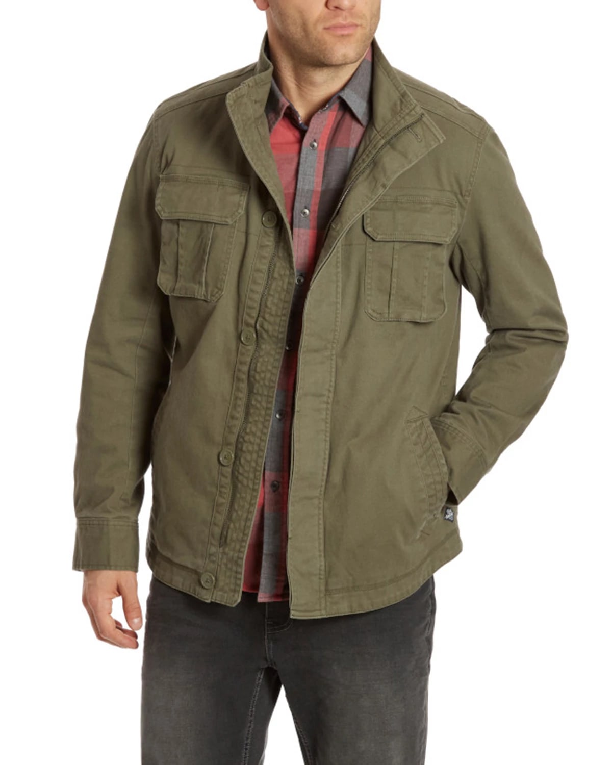 Olive $|& Flag & Anthem Jetson Garment Dyed Twill Jacket - VOF Detail