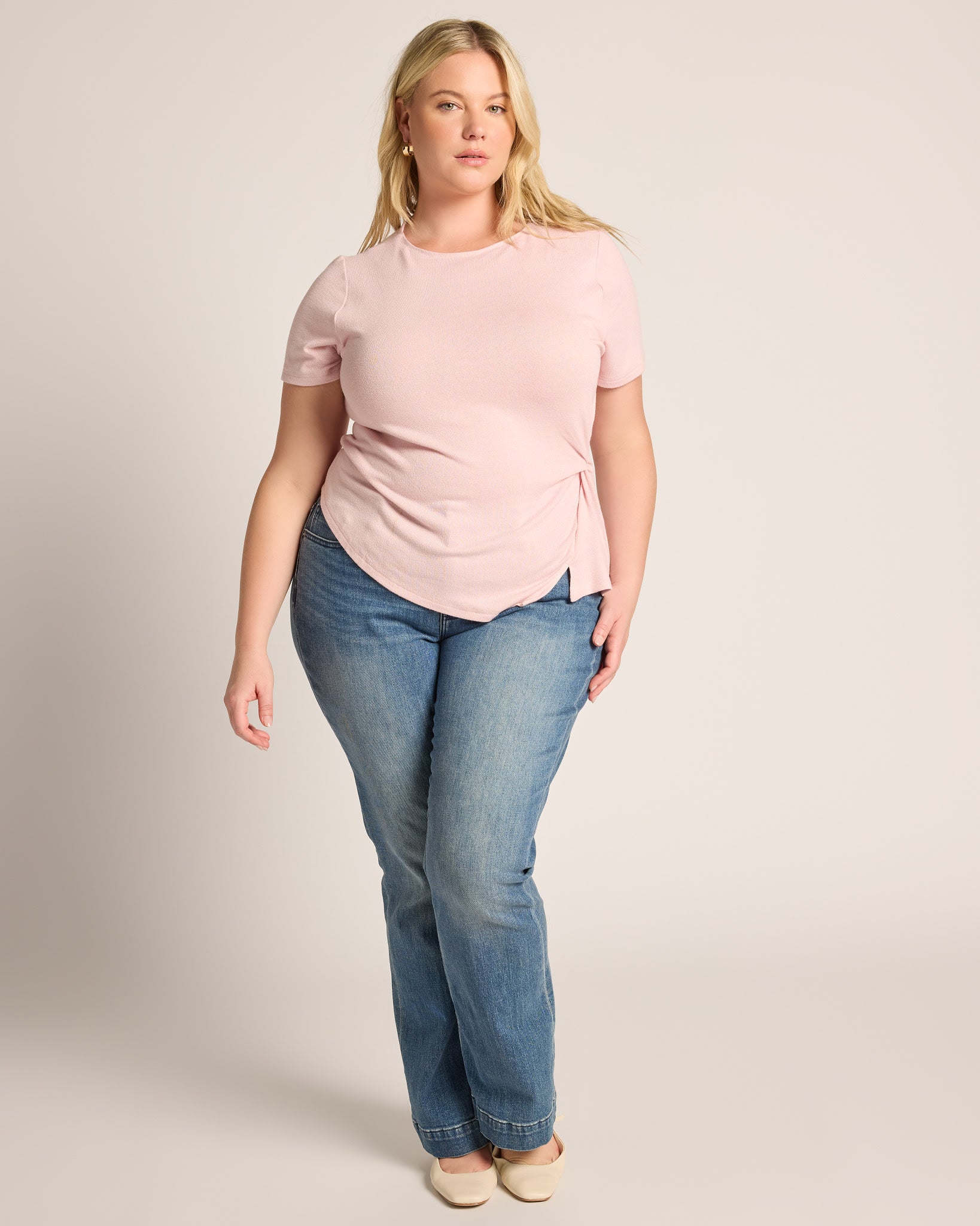 Petal Blush $|& Cloud Ten Short Sleeve Side Knot Top - UGC On Fig