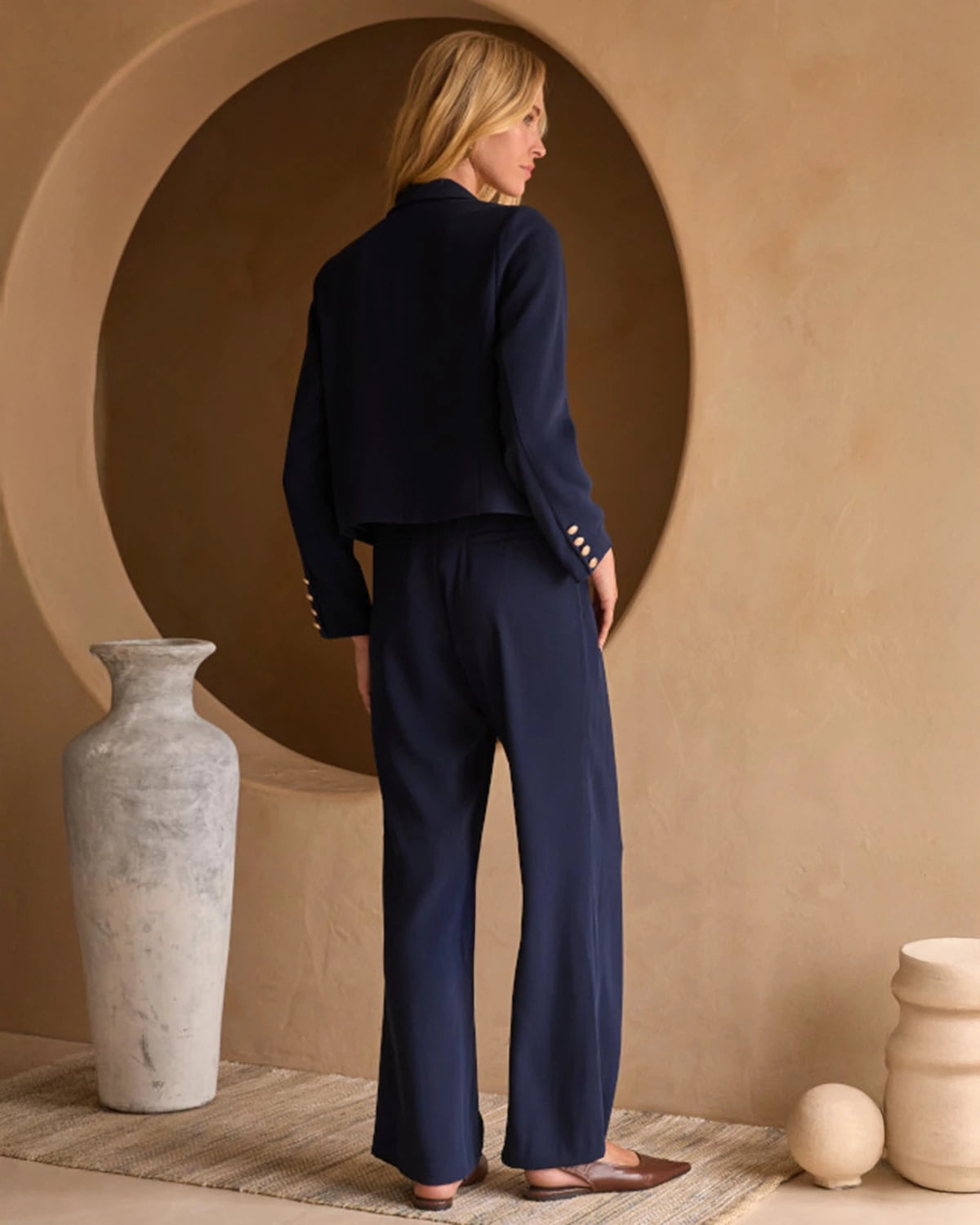 Navy $|& Skies Are Blue Cropped Blazer - Hanger Side