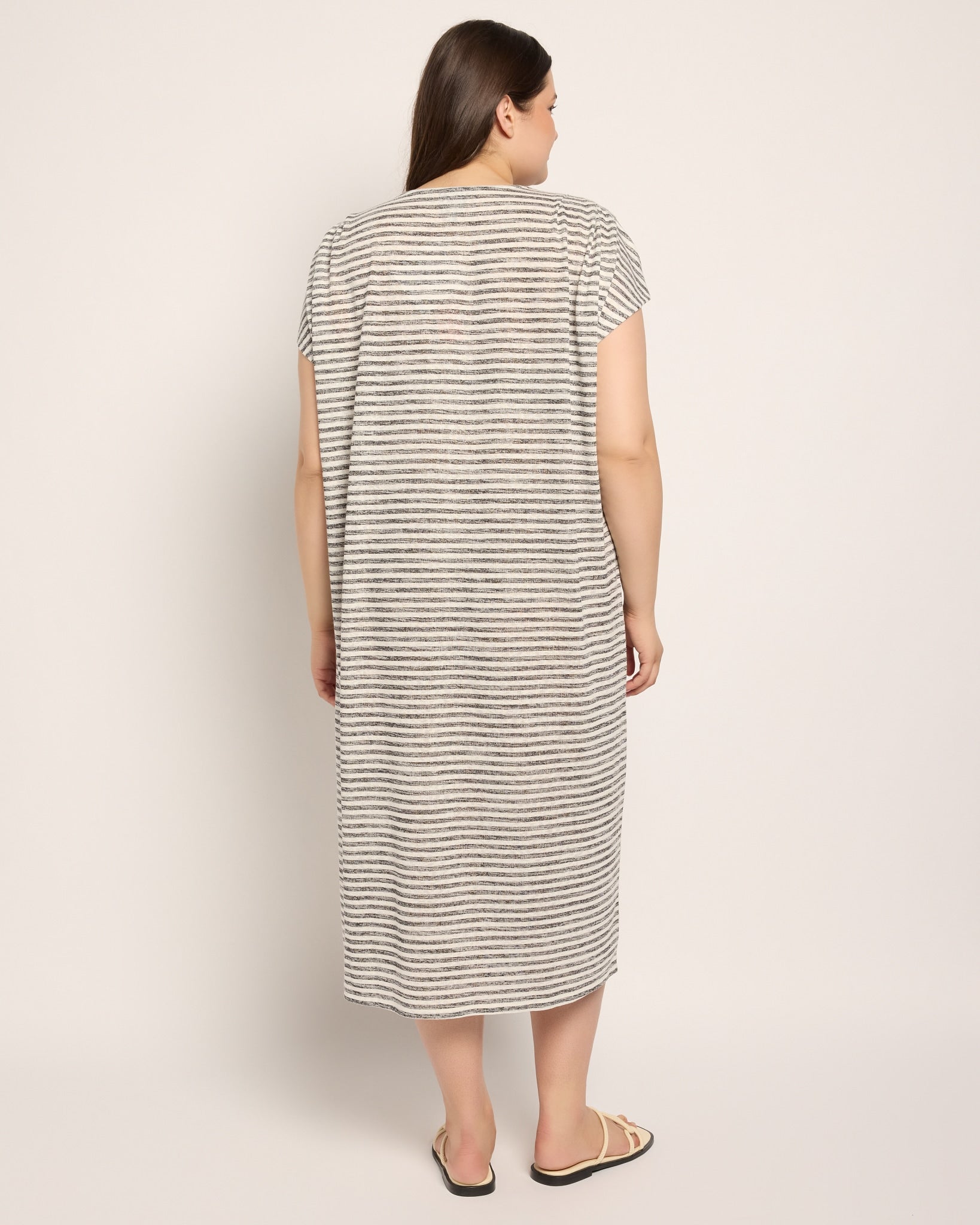 Ivory/Black $|& Bobeau Pleat Shoulder Tee Dress - SOF Back