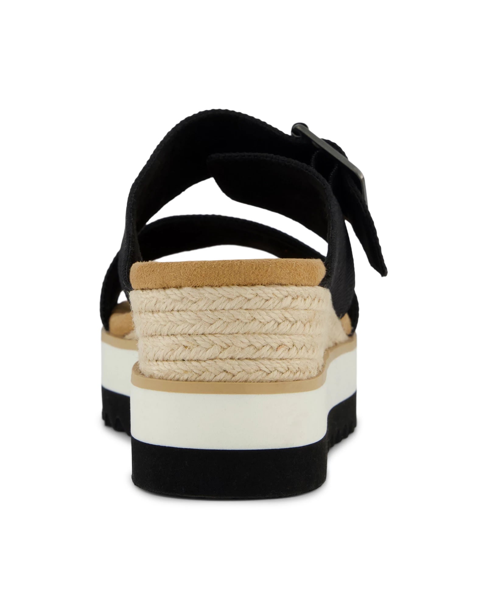 Black Heavy Canvas $|& TOMS Diana Mule Buckle Wedge Sandal - Hanger Side