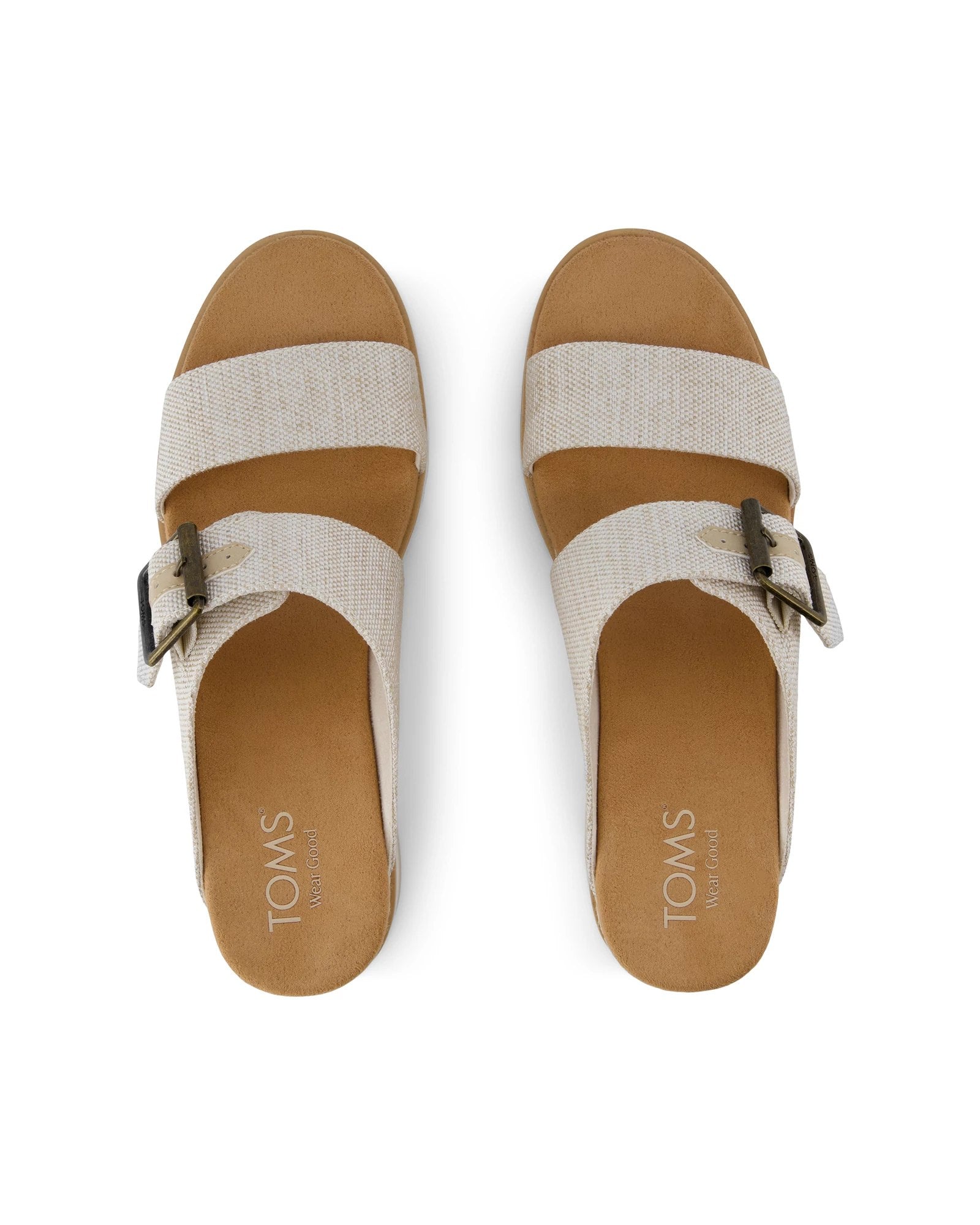 Natural $|& TOMS Diana Mule Buckle Wedge Sandal - Hanger Front