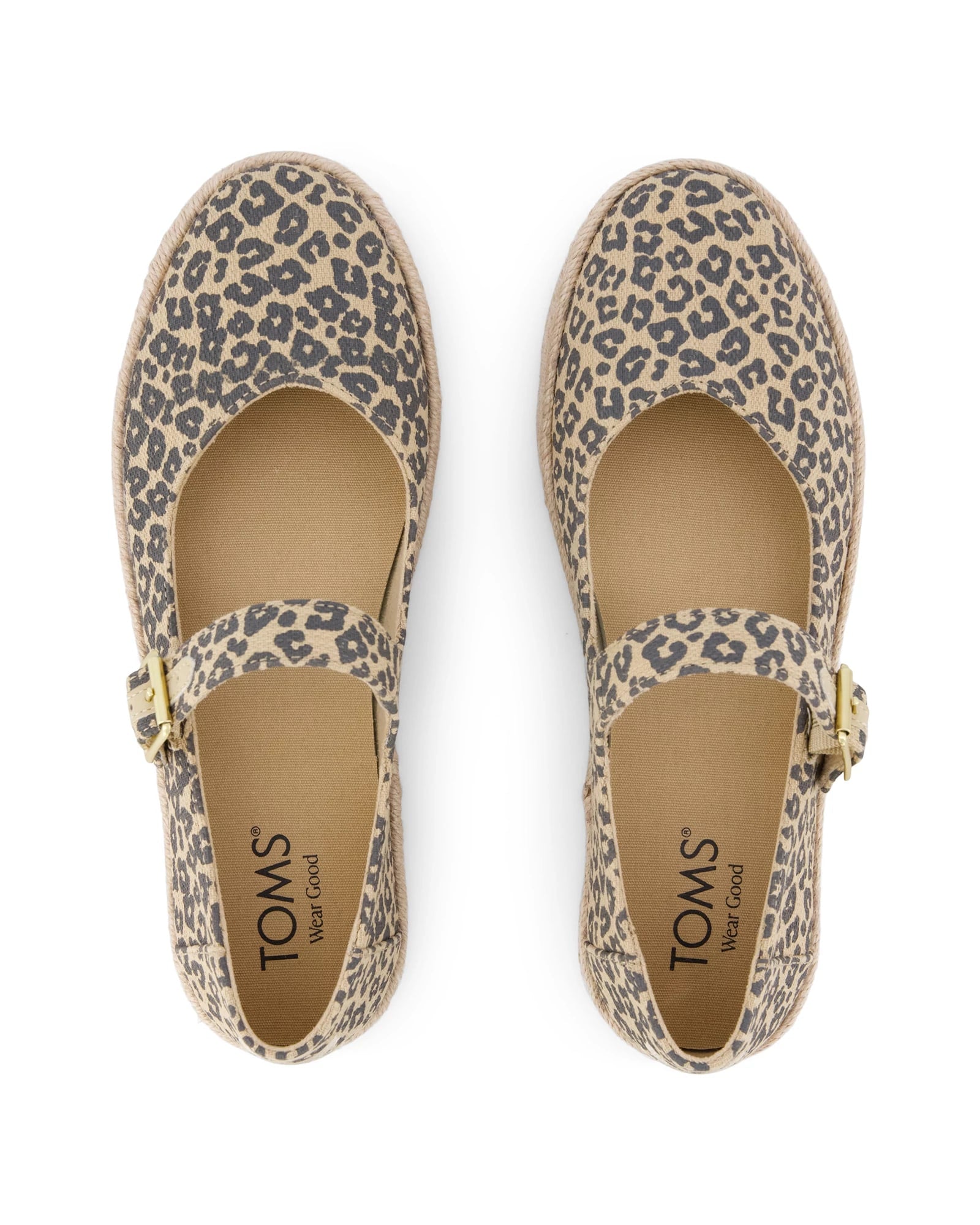 Natural Leopard Print $|& TOMS Carolina Mary Jane Espadrille - Hanger Front