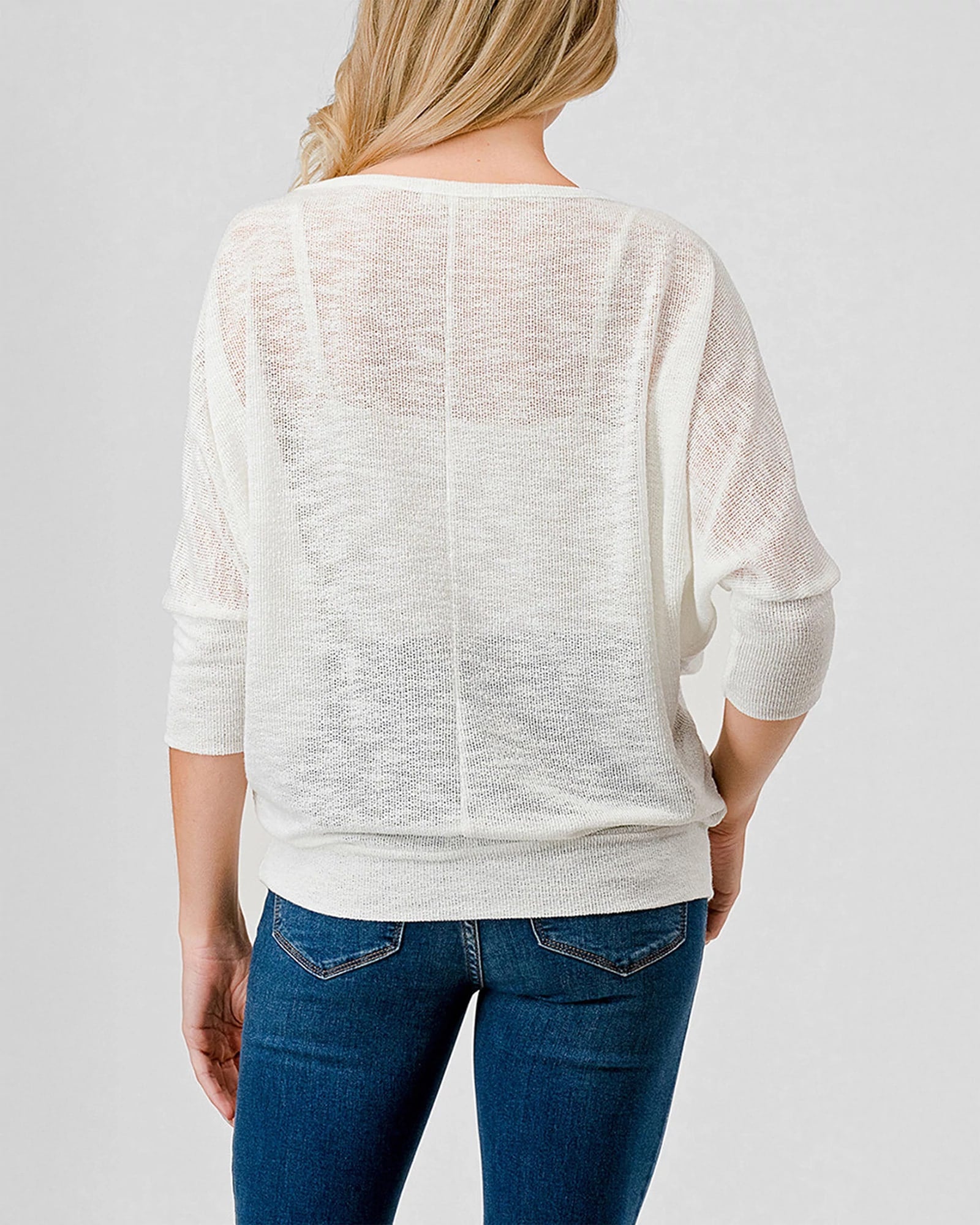White $|& W. by Wantable Dolman Sleeve Slub Top - Hanger Side