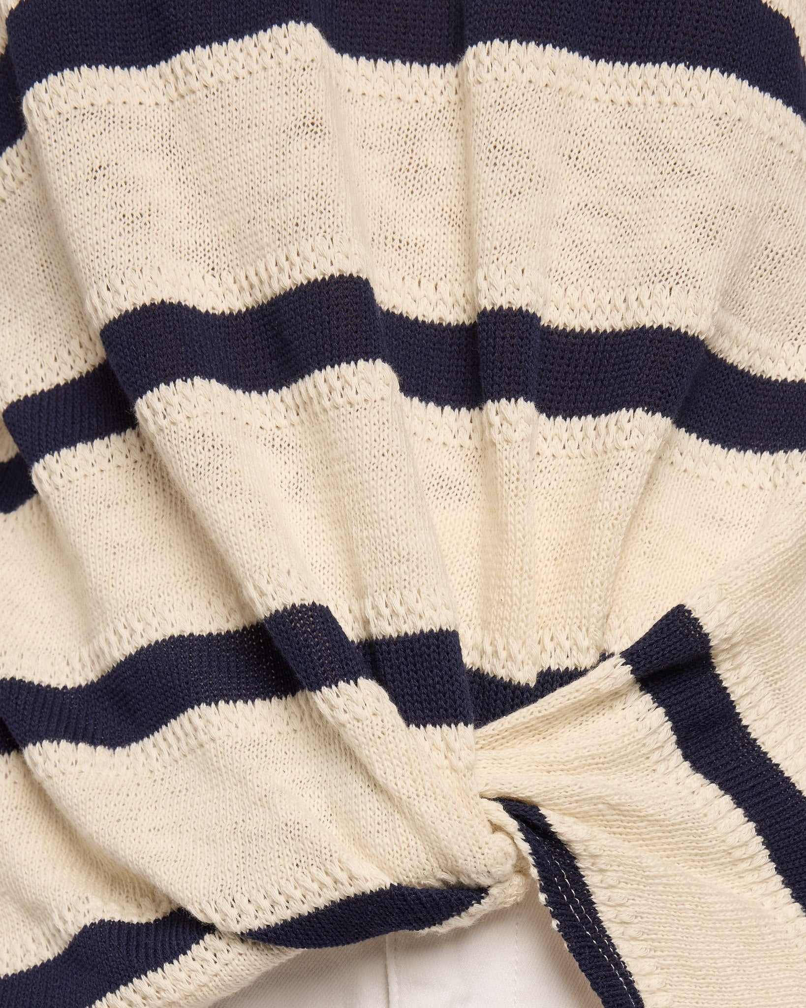Cream/Navy $|& W. by Wantable Textured Stripe Twist Front Top - SOF Full Front