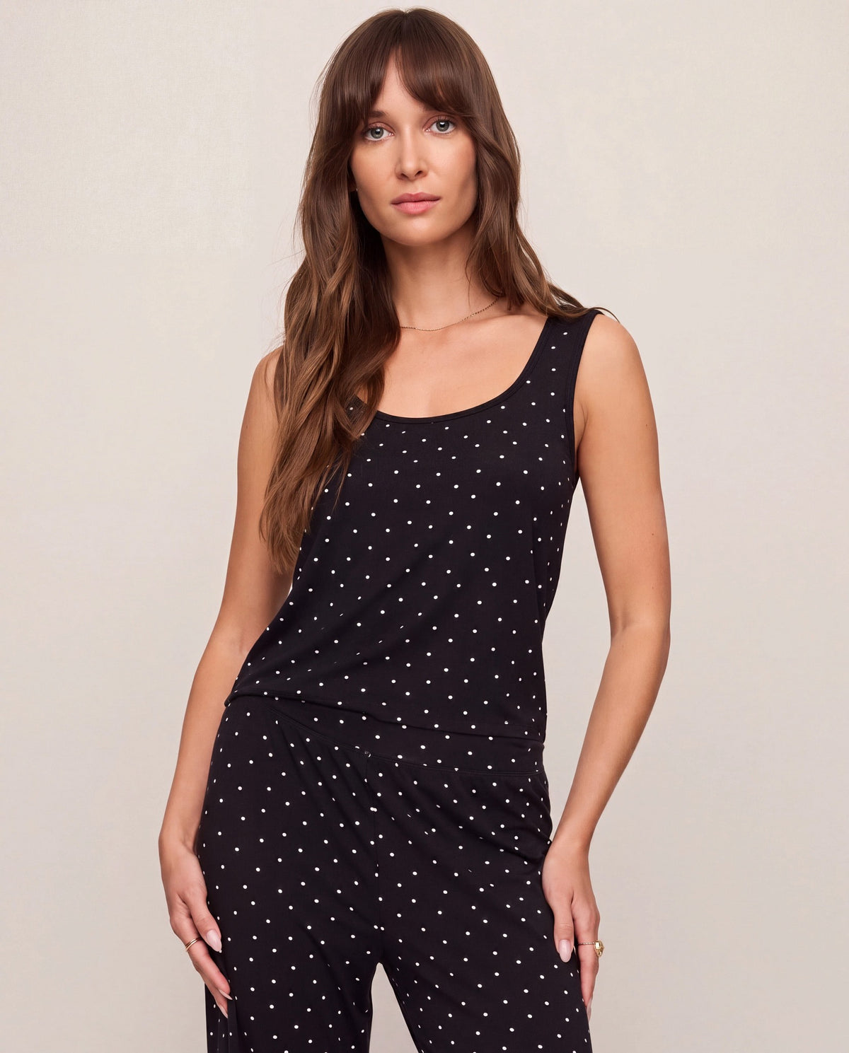 Black $|& Z Supply Luxe Dot Tank - VOF Detail