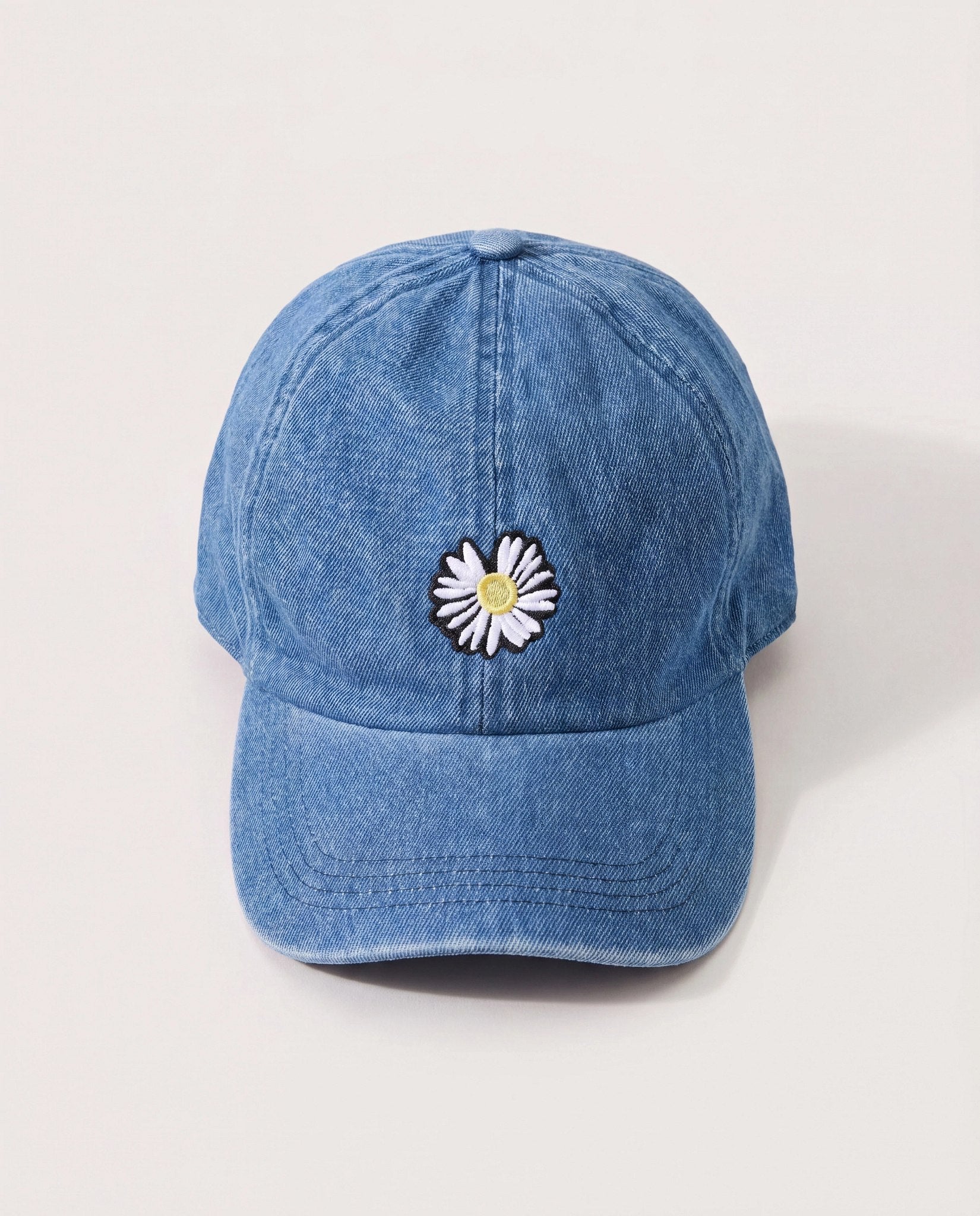 Blue $|& David & Young Daisy Embroidered Baseball Cap - Hanger Detail