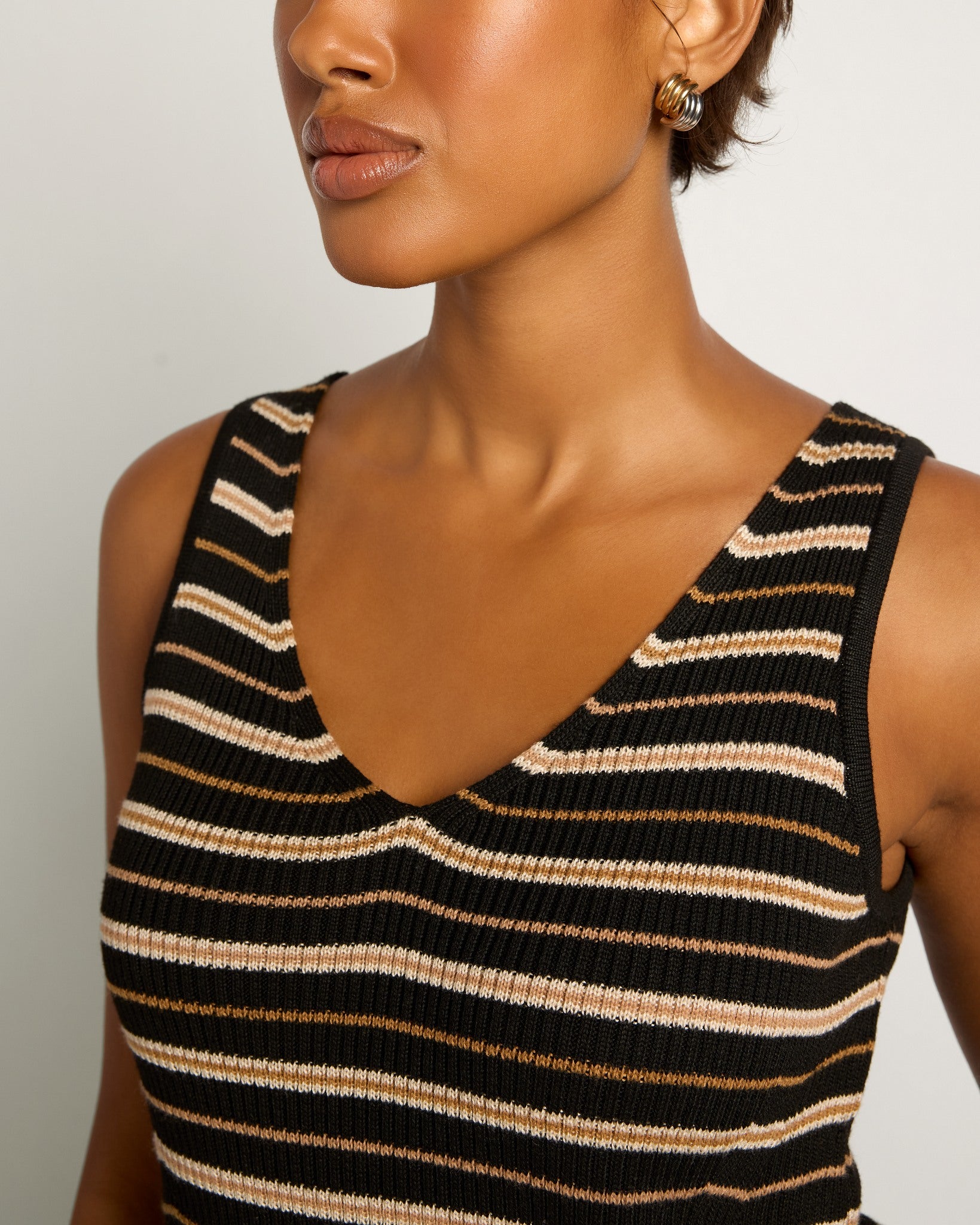 Black Stripe $|& SEAS Sara Striped Tank - VOF Front