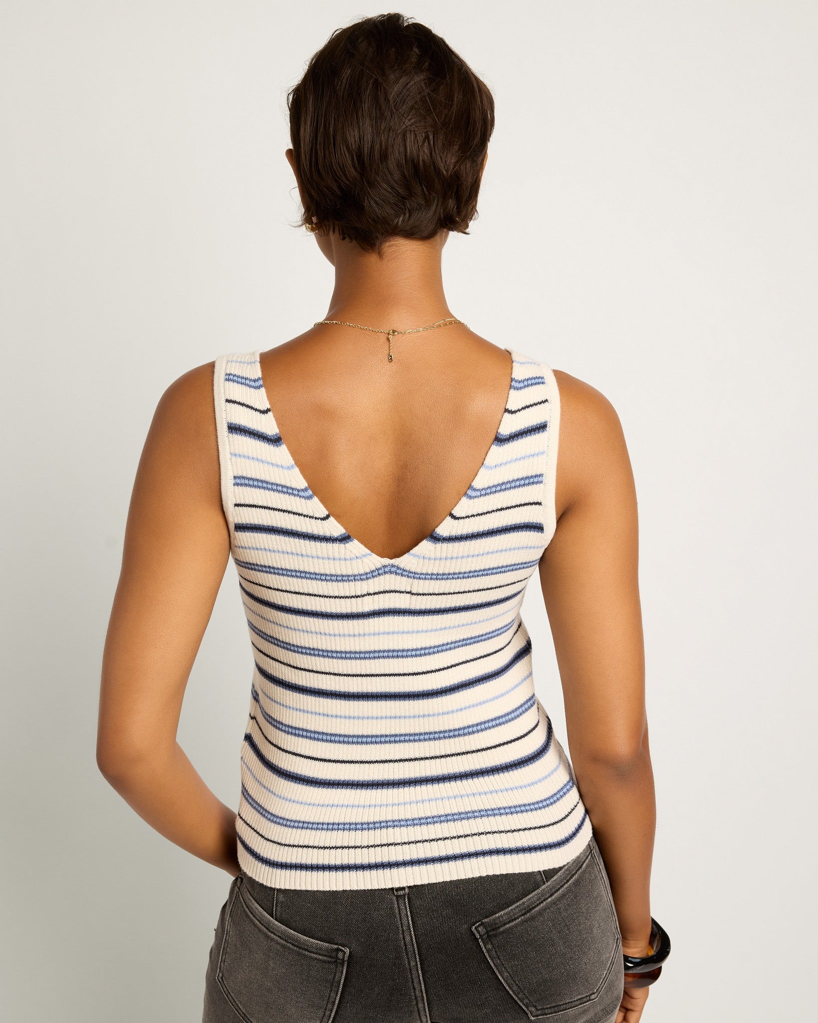 Cream Stripe $|& SEAS Sara Striped Tank - SOF Back