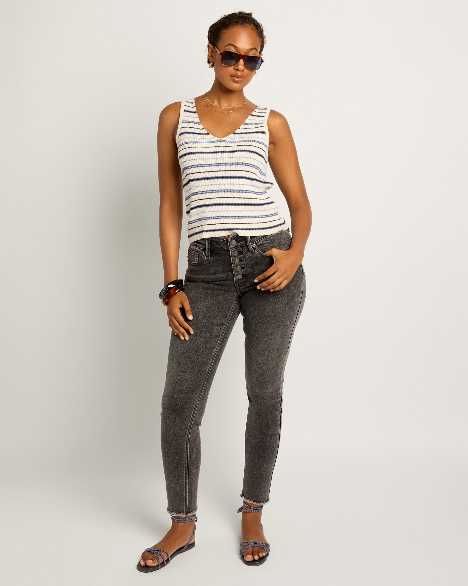 Cream Stripe $|& SEAS Sara Striped Tank - UGC On Fig