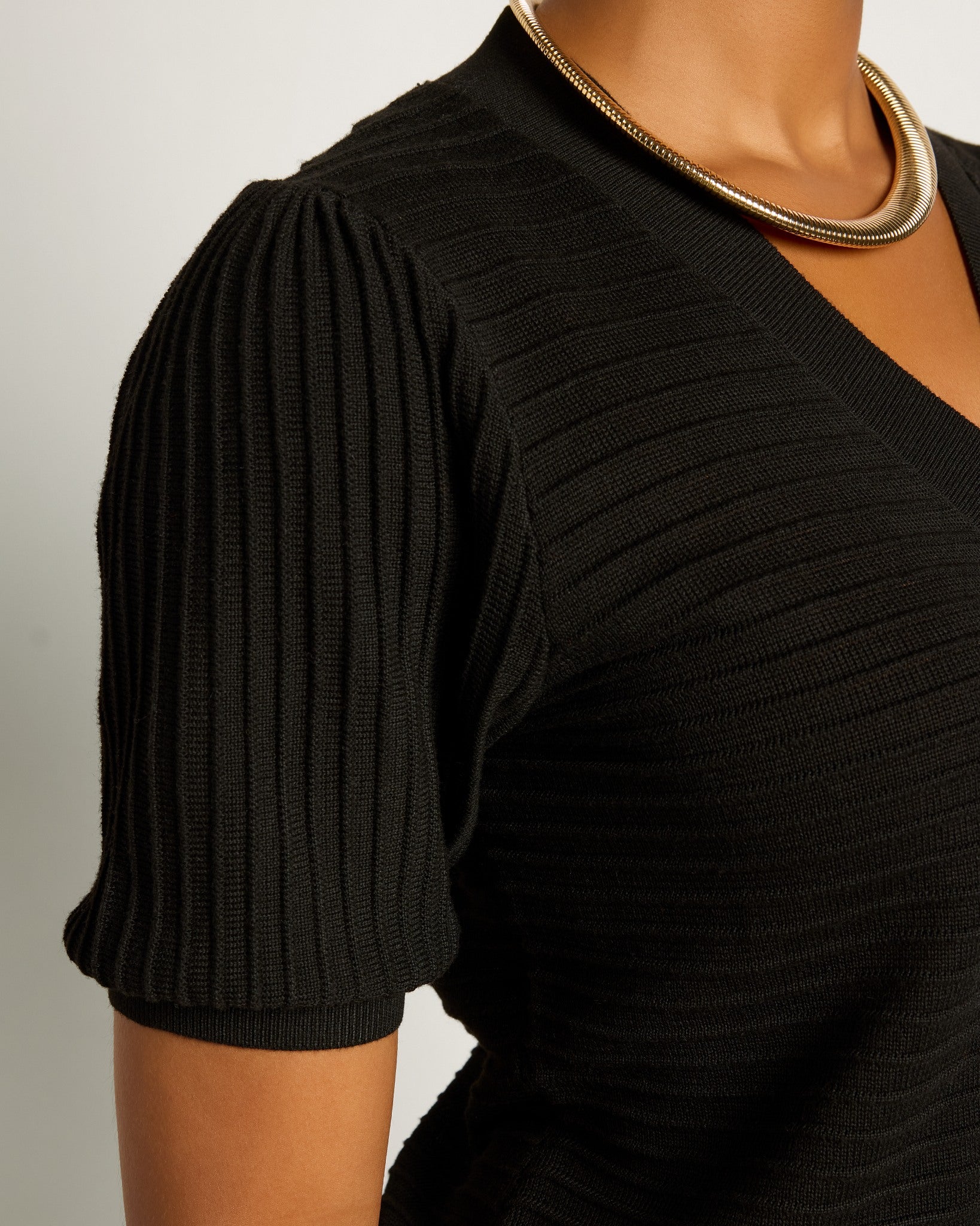 Black $|& SEAS Sunbelt Open Knit Sweater Top - SOF Full Front
