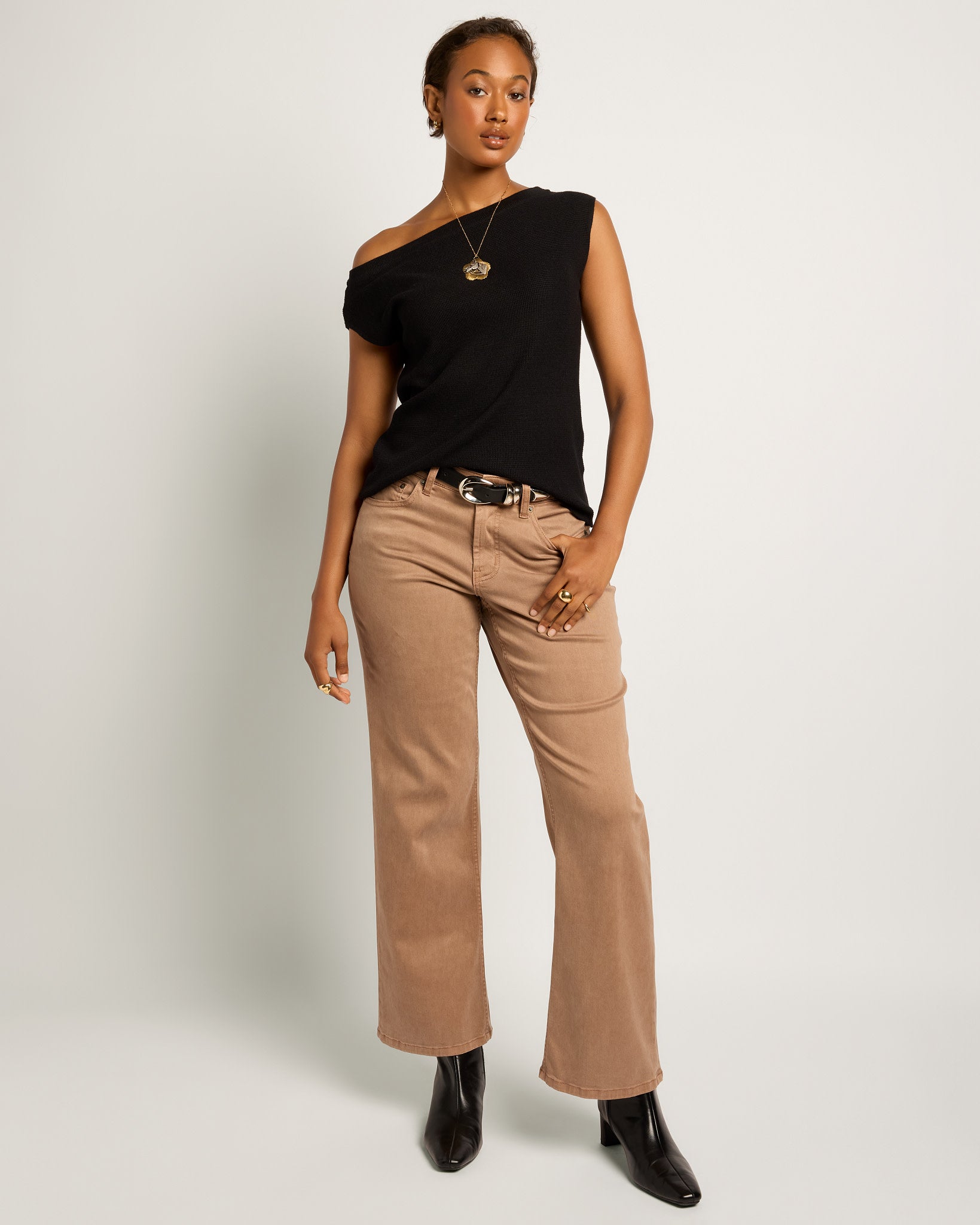 Black $|& SEAS Ava Off the Shoulder Tee - UGC On Fig