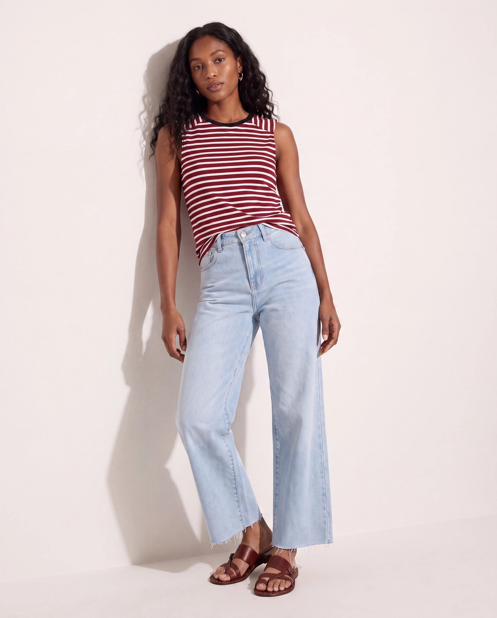 Wine/Ivory $|& SEAS Mia Striped Tank Top - UGC On Fig