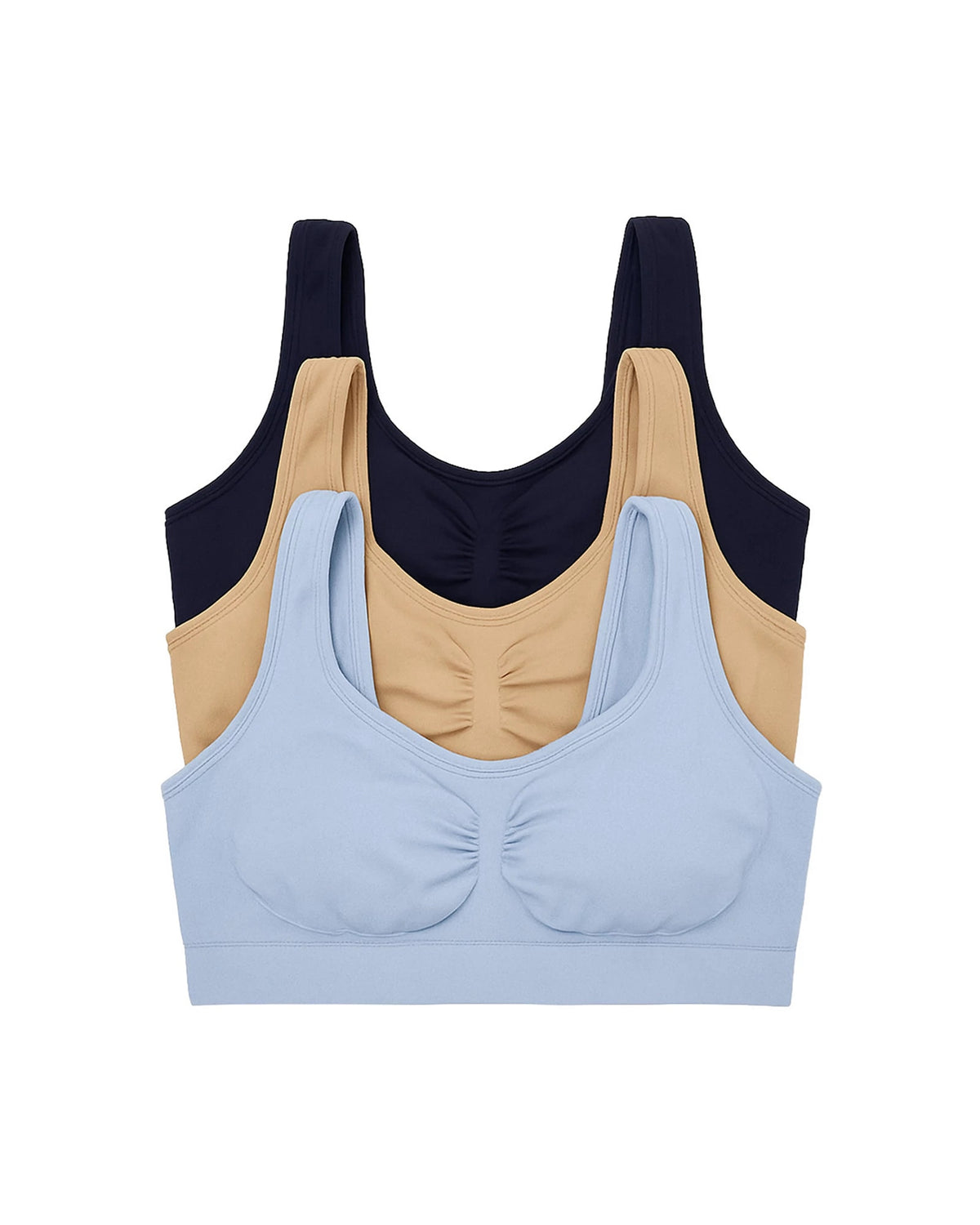Sky Blue/Clay/Navy $|& Lands End Soft Fit Seamless Bralette - SOF Front