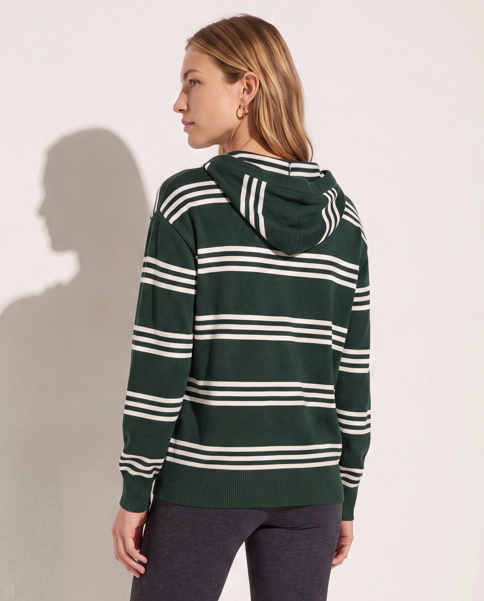 Hunter Green/Ivory Stripe $|& Interval Maritime Hooded Sweater - SOF Back