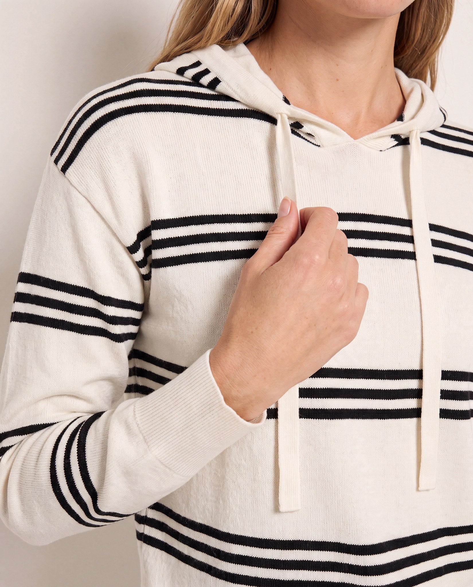 Ivory/Black Stripe $|& Interval Maritime Hooded Sweater - SOF Full Front