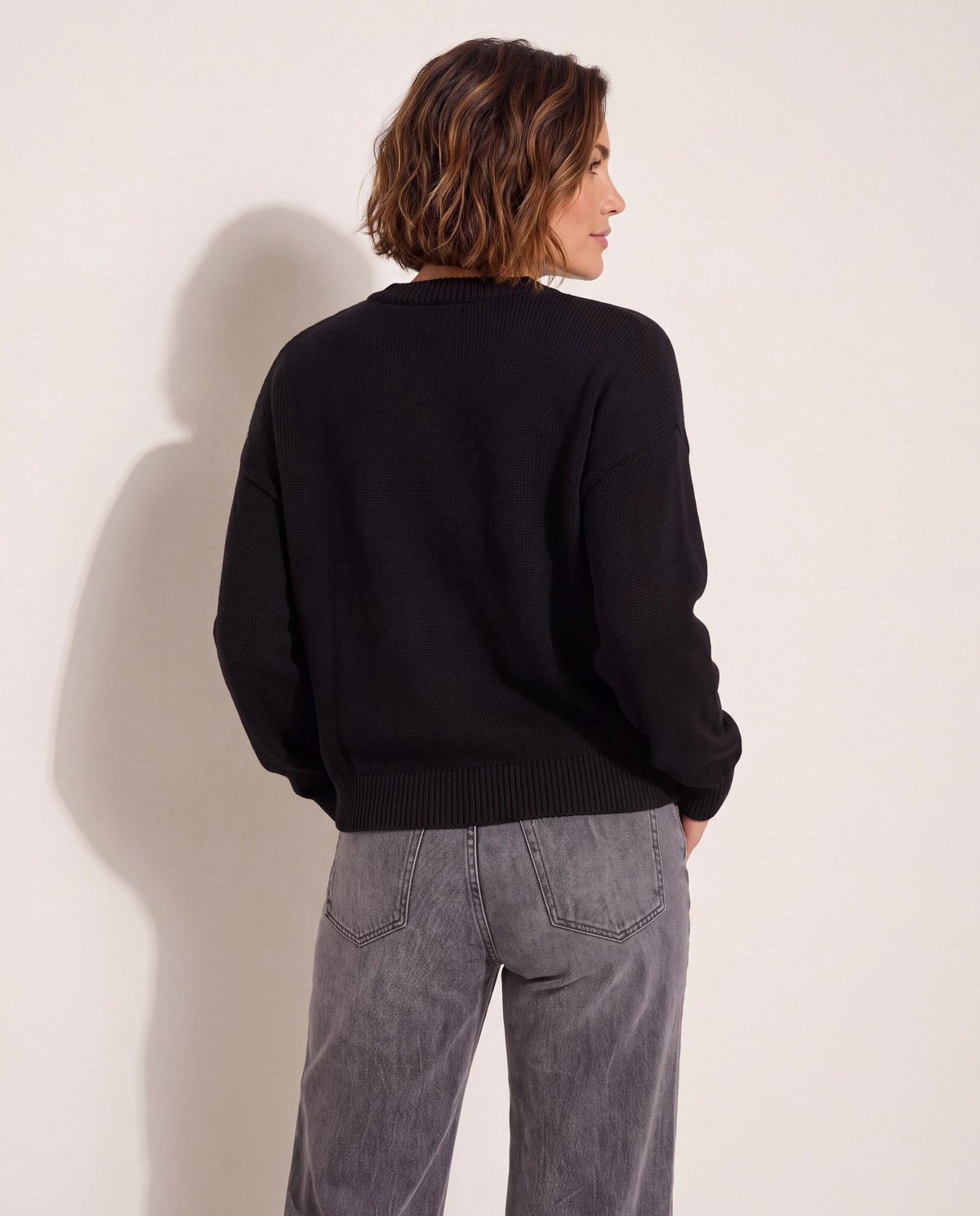 Black/Ivory $|& Bobeau Cocktails Sweater - SOF Back