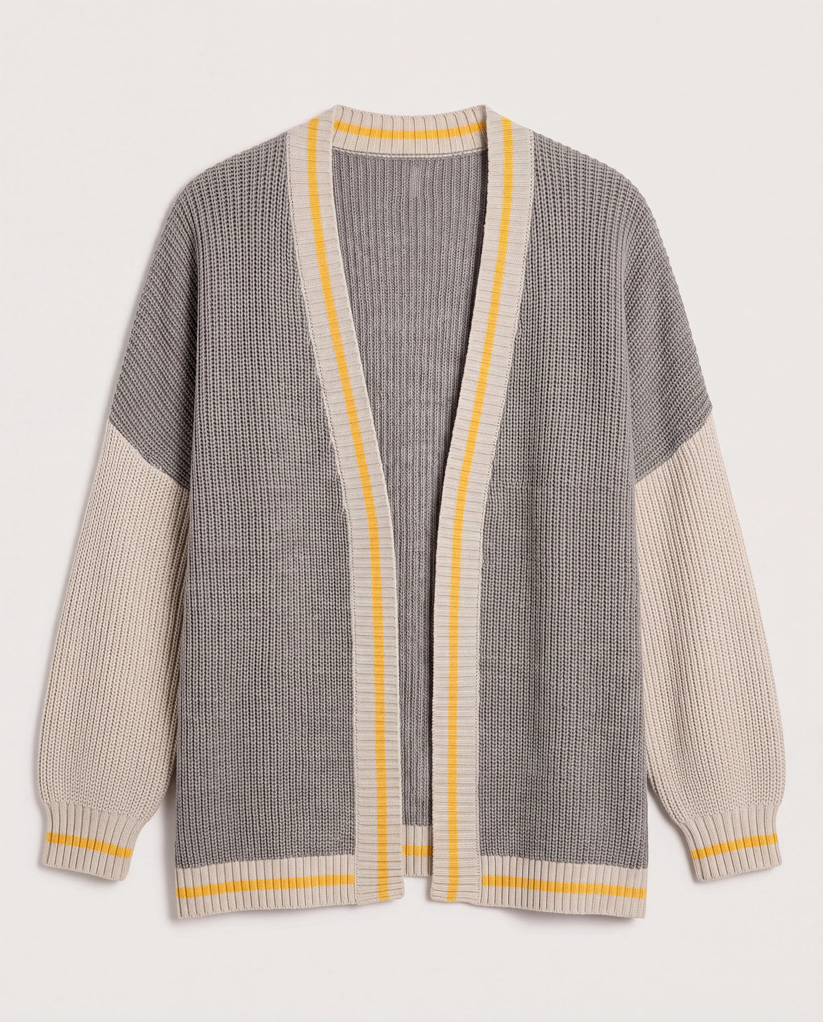 Heather Grey $|& SEAS Solstice Sun Colorblocked Cardigan - Hanger Detail