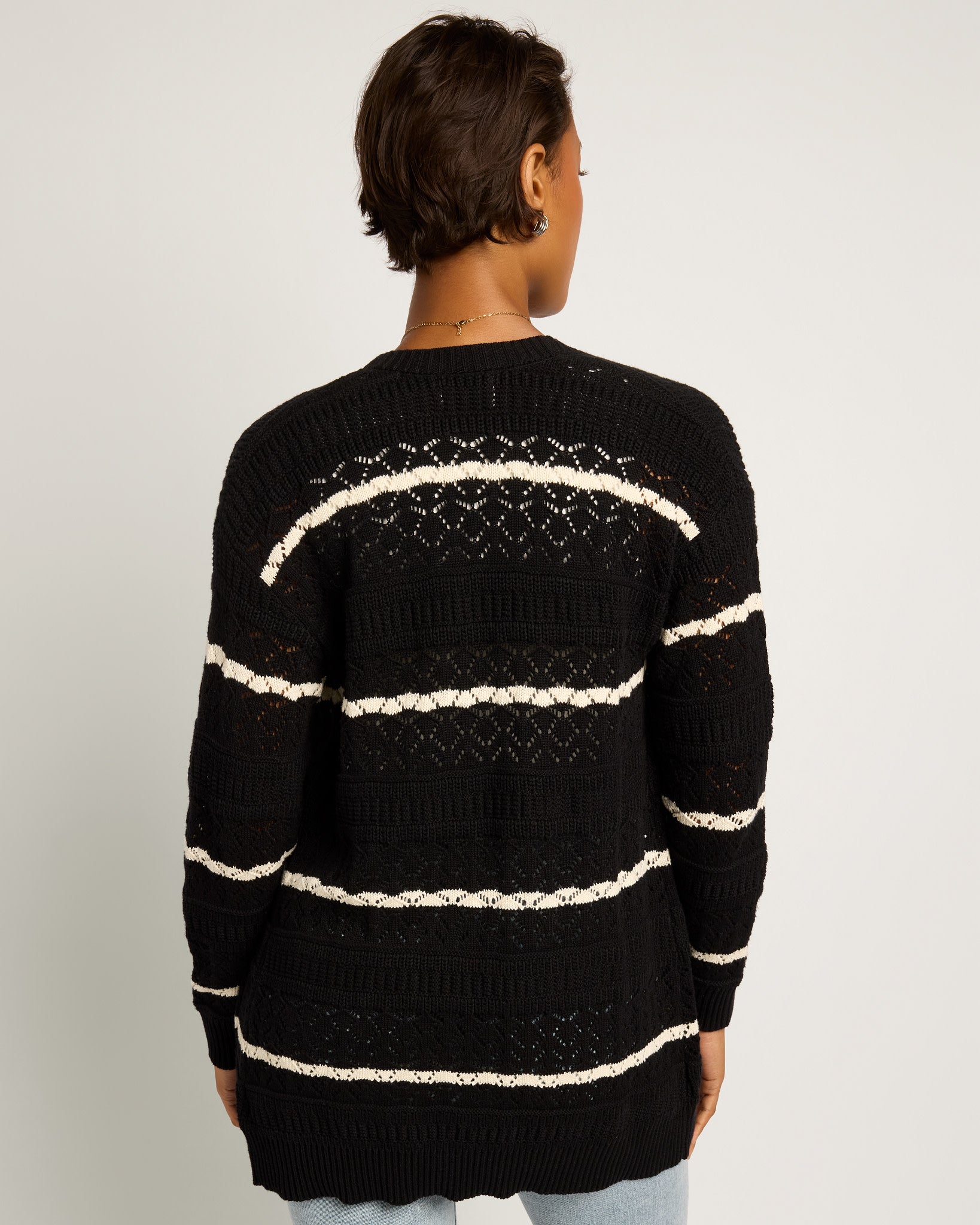 Black/Cream $|& SEAS Shore Pocket Cardigan - SOF Back