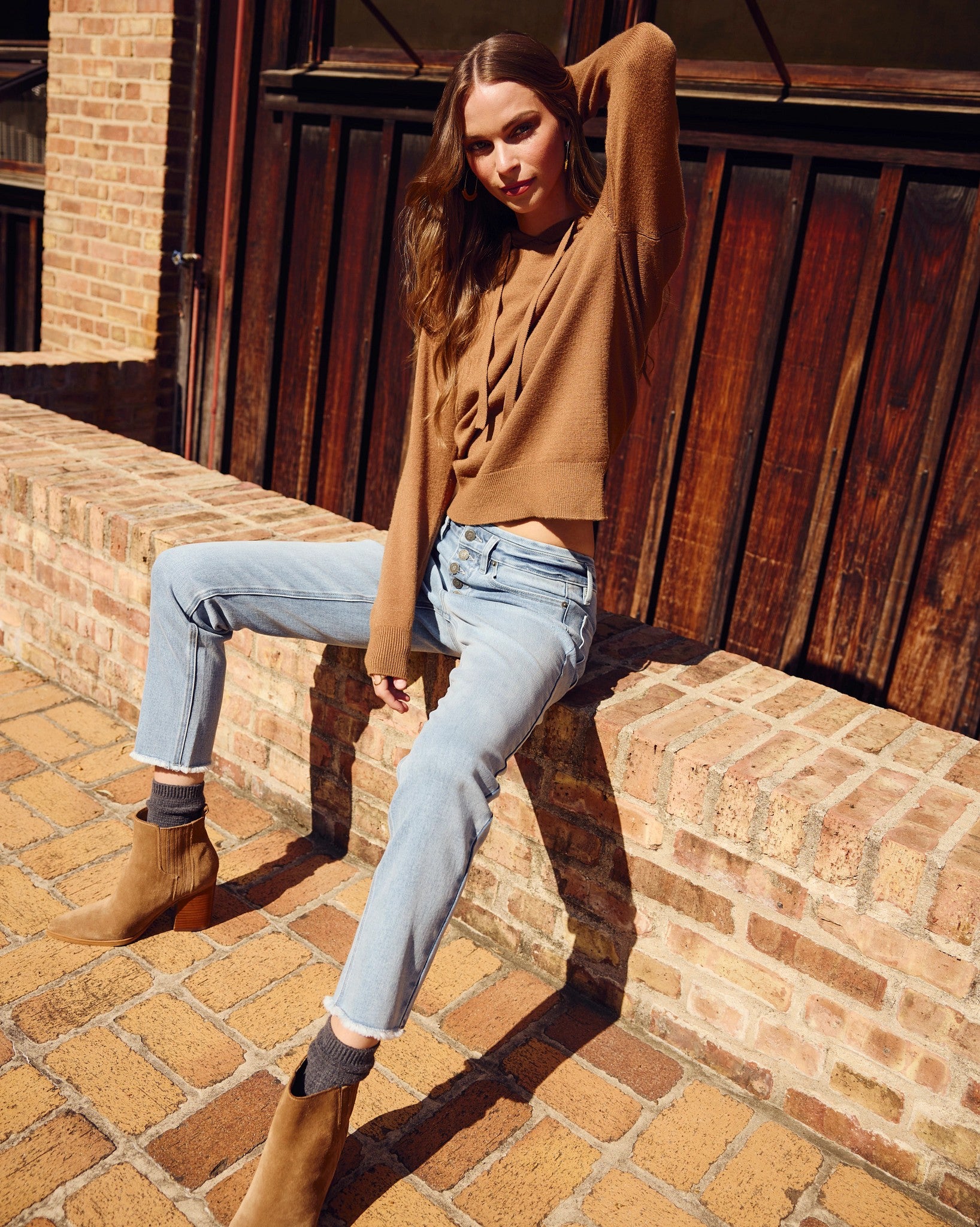 Lakeside $|& SEAS Lucy Button Front Slim Straight Jean - SOF Side