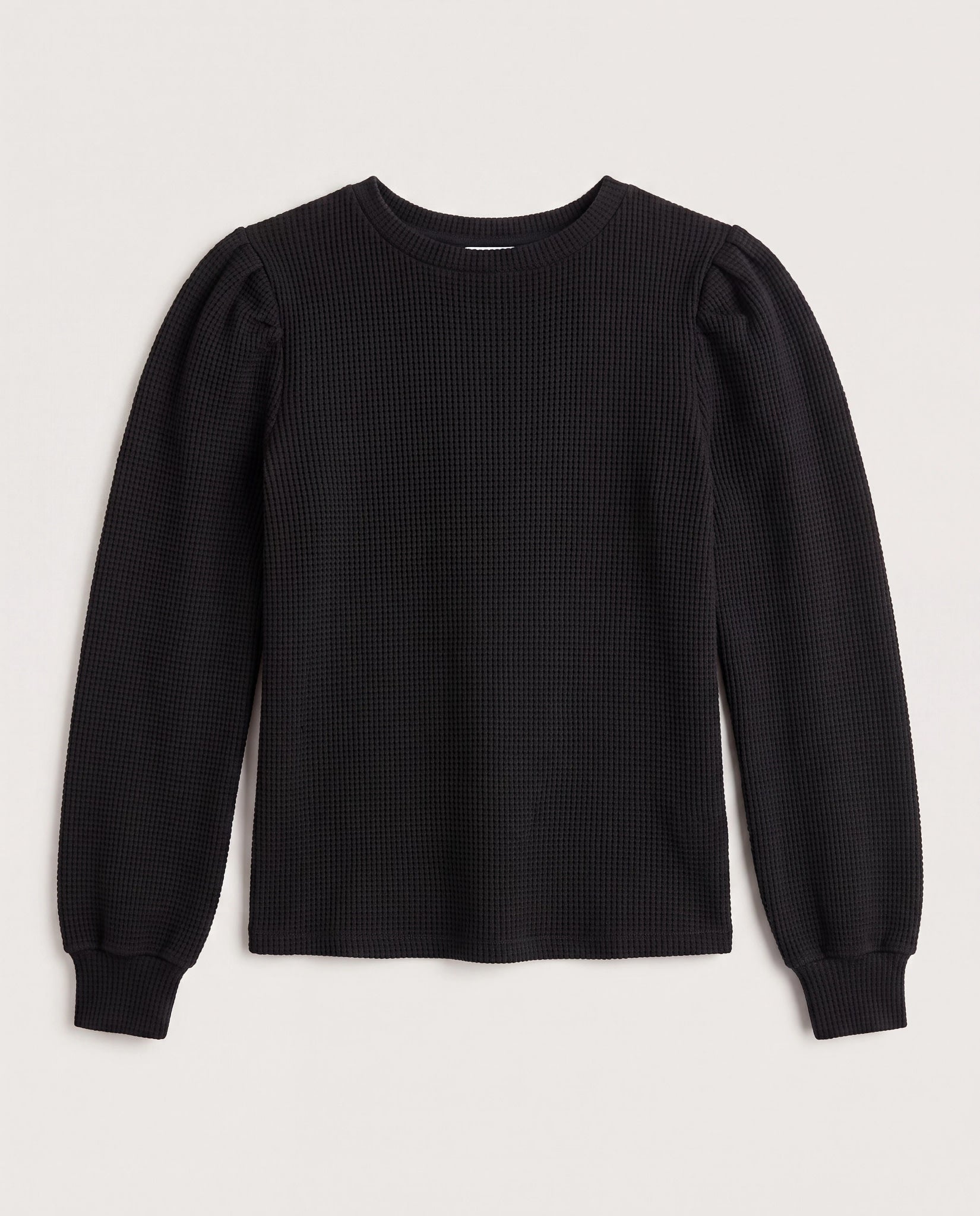 Washed Black $|& Herizon Saturday Shirred Sleeve Thermal Top - Hanger Detail