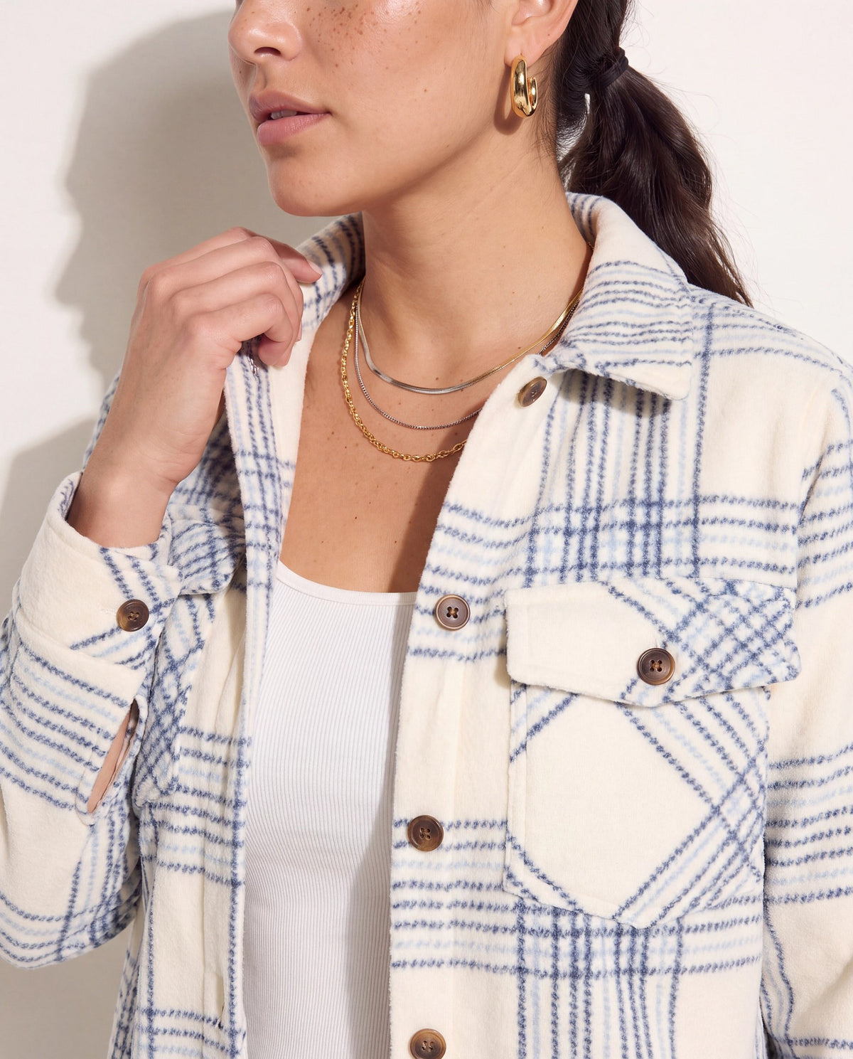 Canyon Plaid $|& SEAS Geena Microfleece Shacket - SOF Full Front