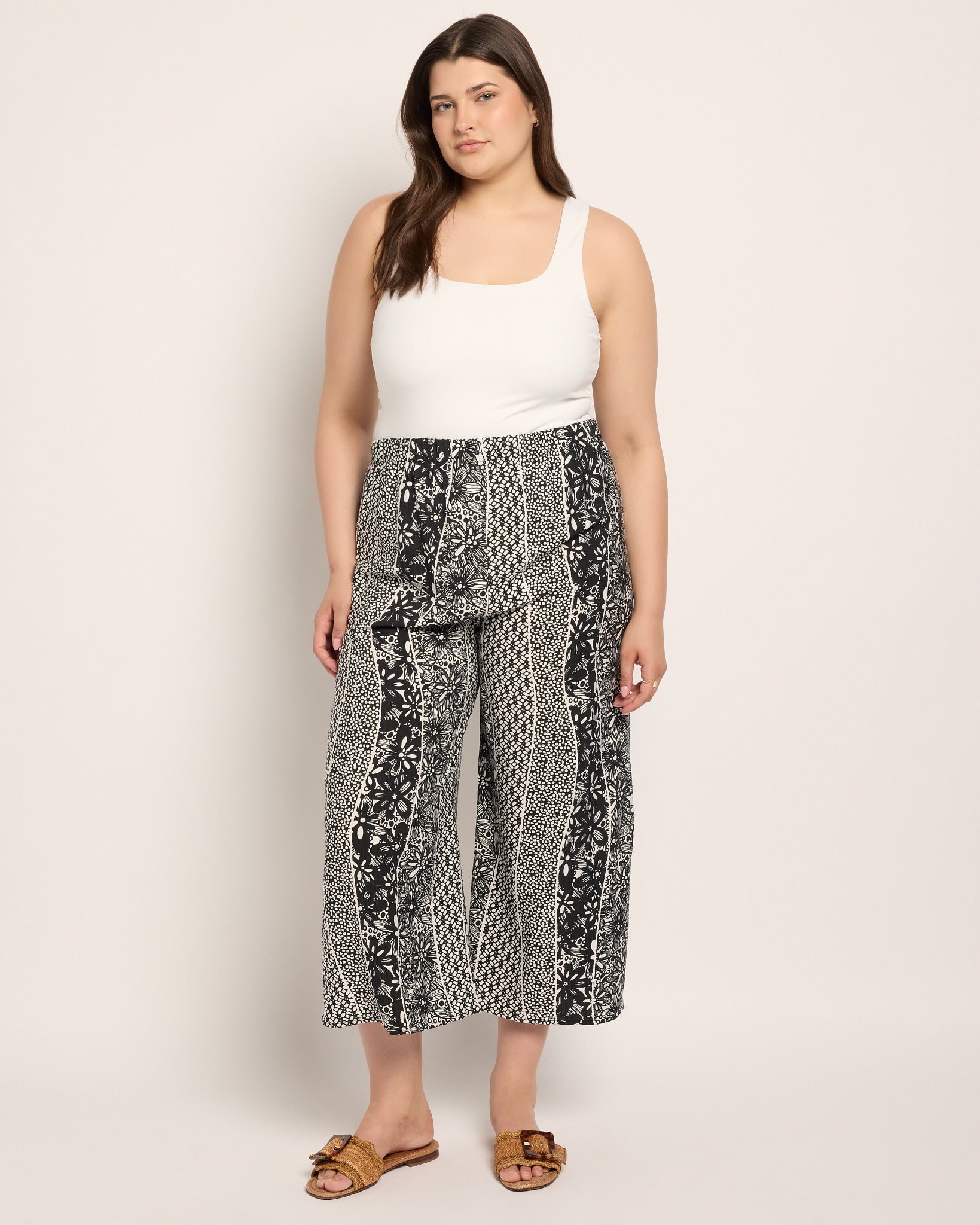 Black/Nat $|& Loveappella Wide Leg Crop Pant - UGC On Fig